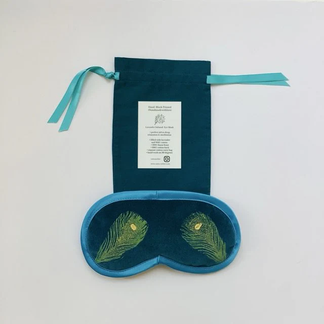 Teal Peacock | Eye mask | Raina Atelier - Image 4