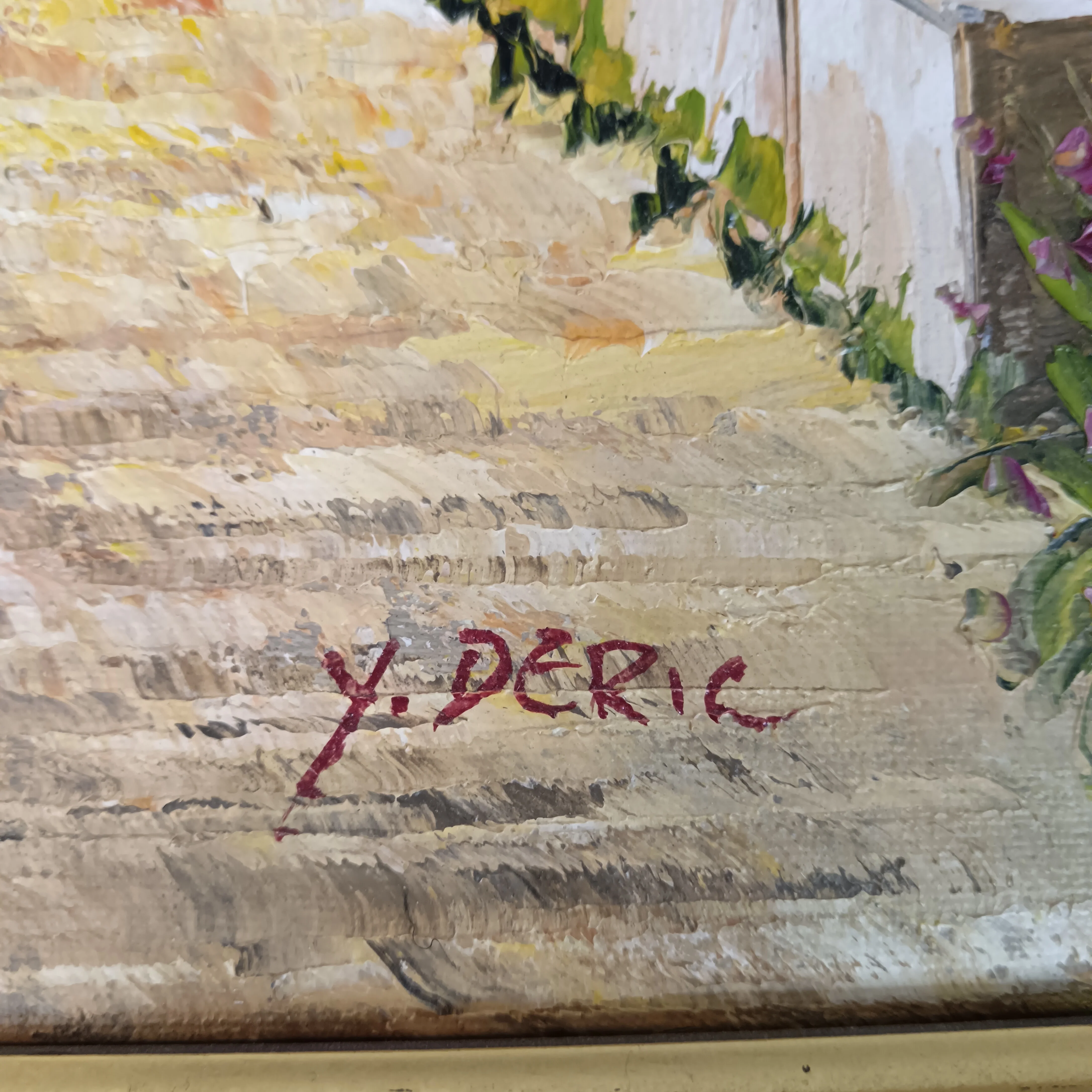 Y. Deric Original Oil Painting Art Framed Canvas 19x15" | Preloved - Image 2