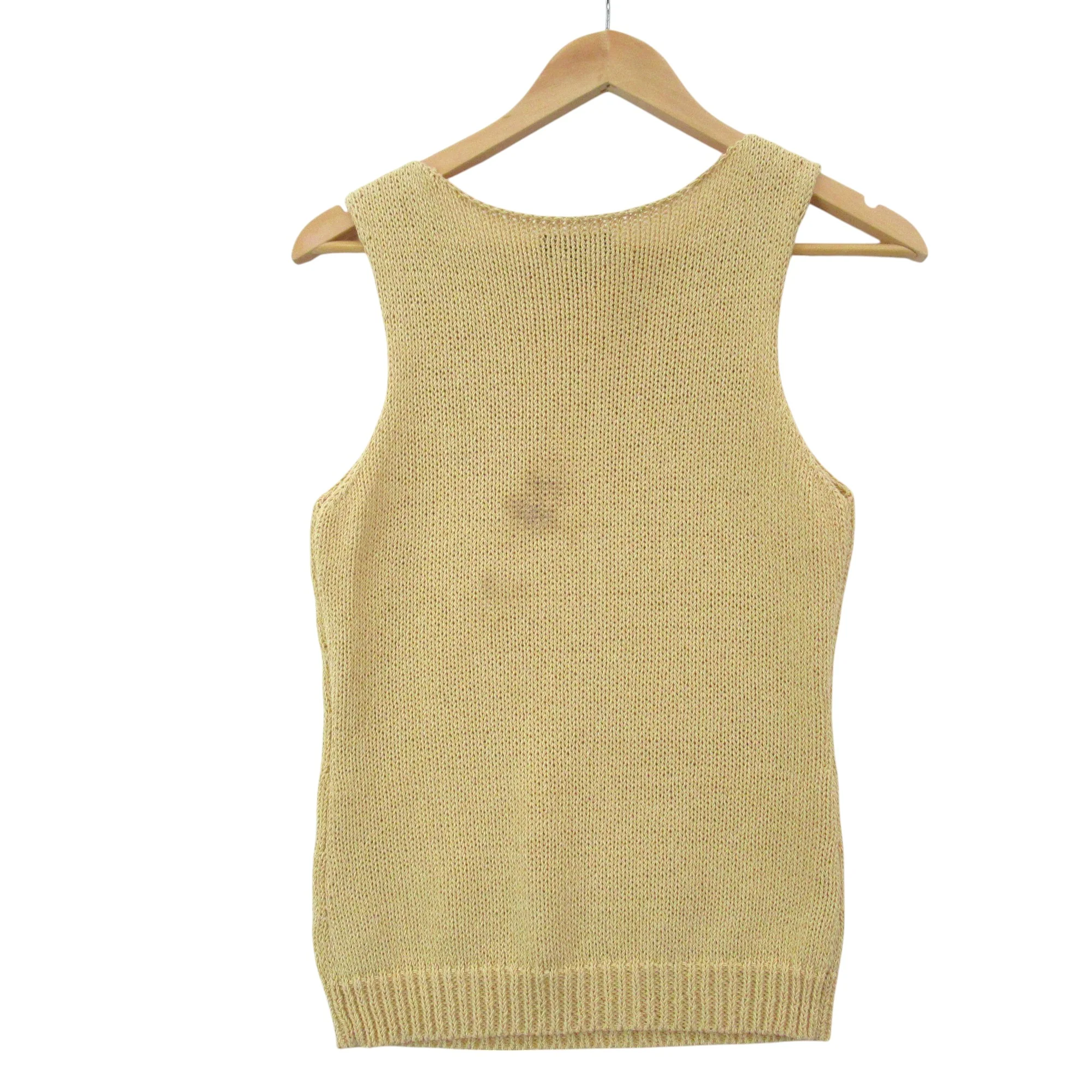 Theory Crochet Sleeveless Top Medium Gold Womenswear | Pre-loved - Image 3