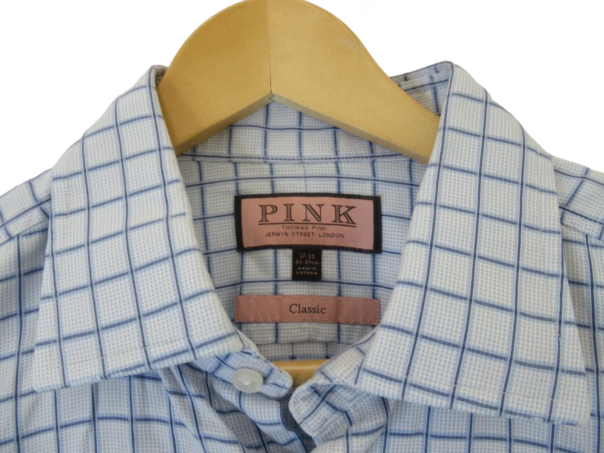 Thomas Pink 17.5" Blue Check Formal Shirt Menswear | Preloved - Image 3