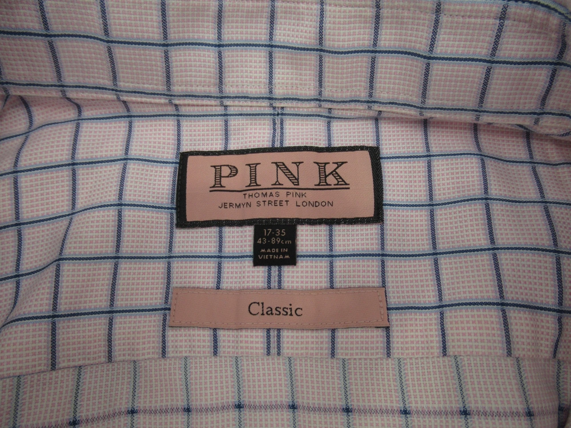 Thomas Pink 17" Pink Blue Checked Formal Shirt Menswear | Preloved - Image 5