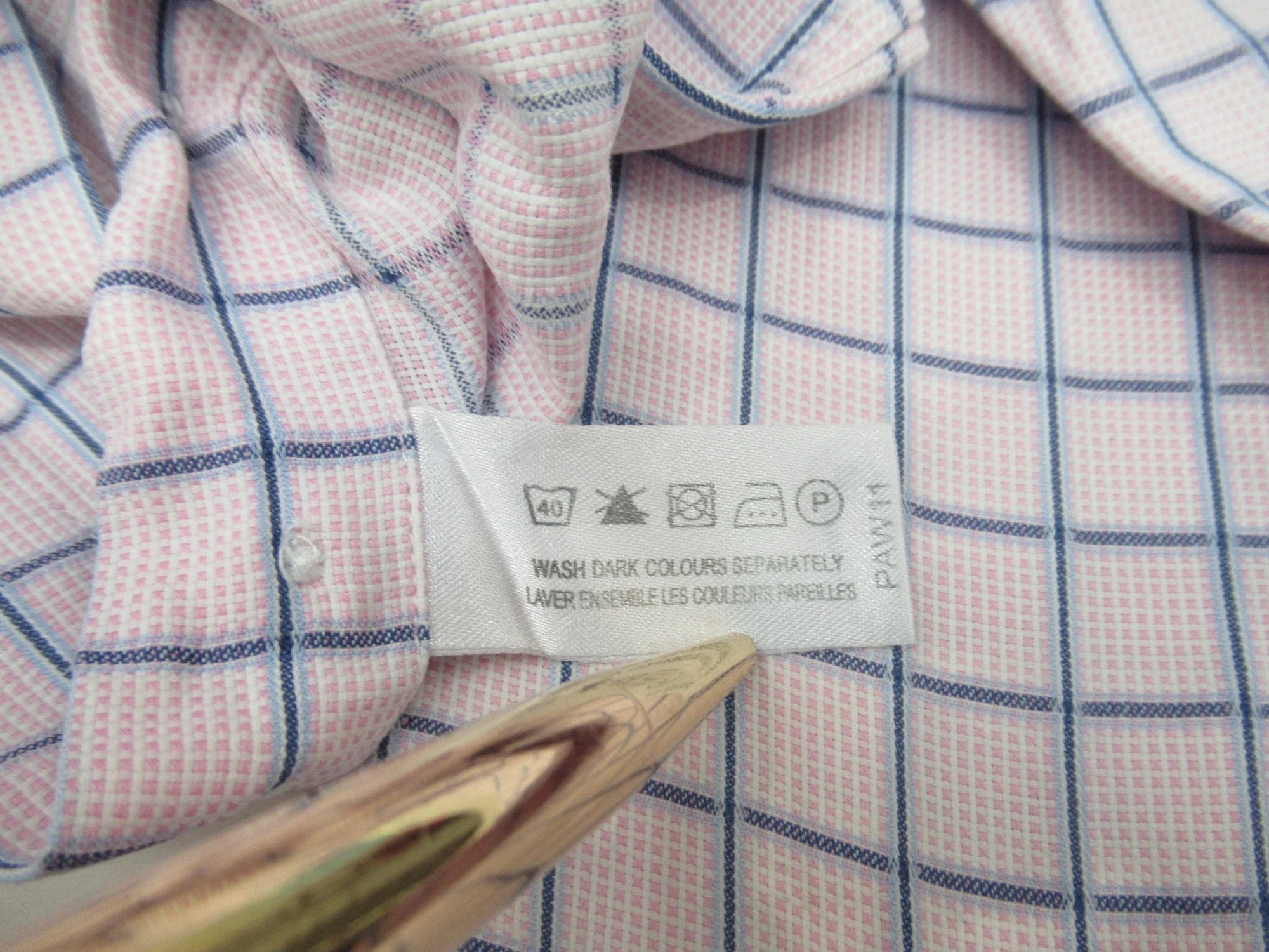 Thomas Pink 17" Pink Blue Checked Formal Shirt Menswear | Preloved - Image 6