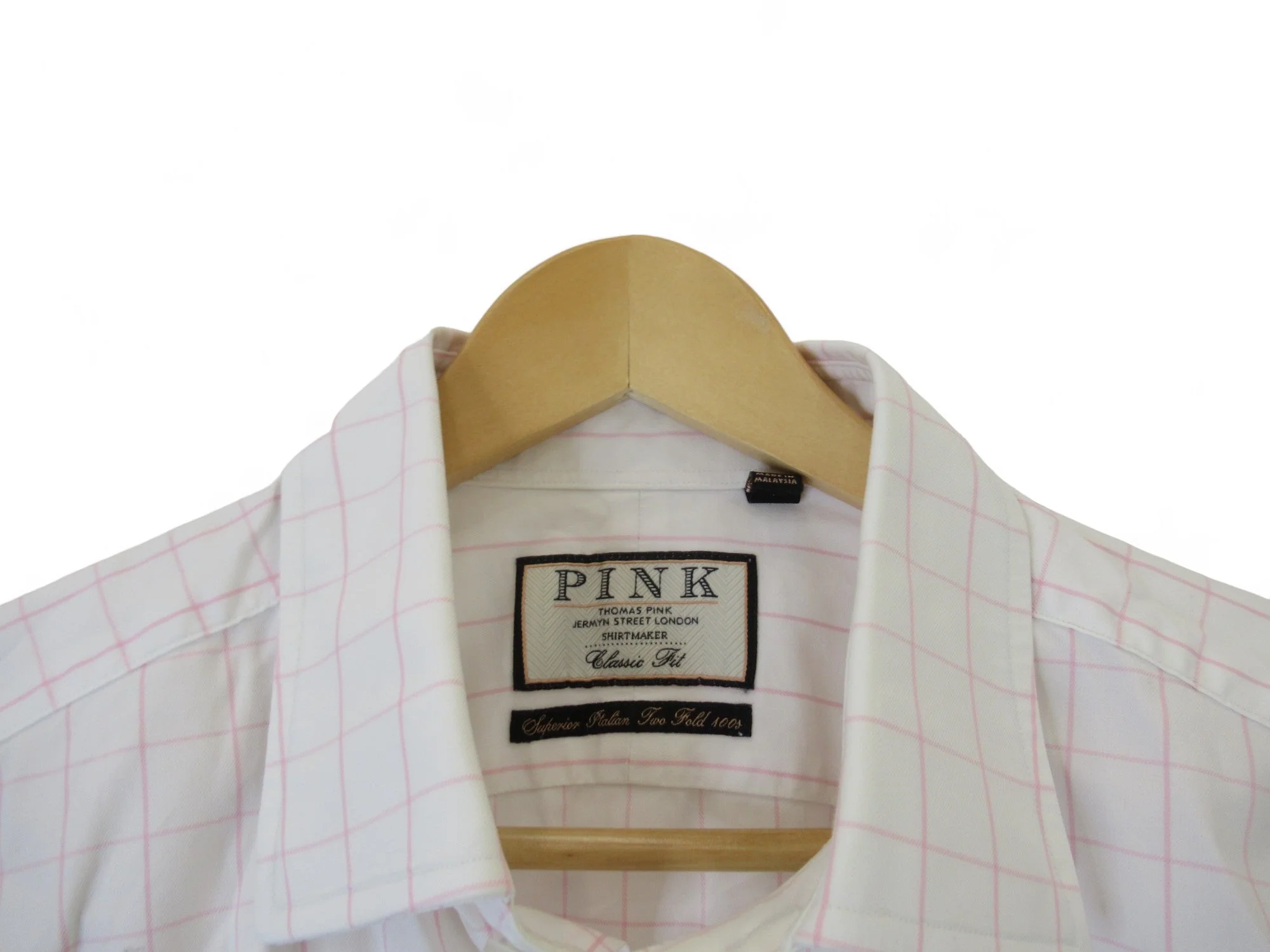 Thomas Pink White Pink Check 17.5" Formal Shirt Menswear | Preloved - Image 3