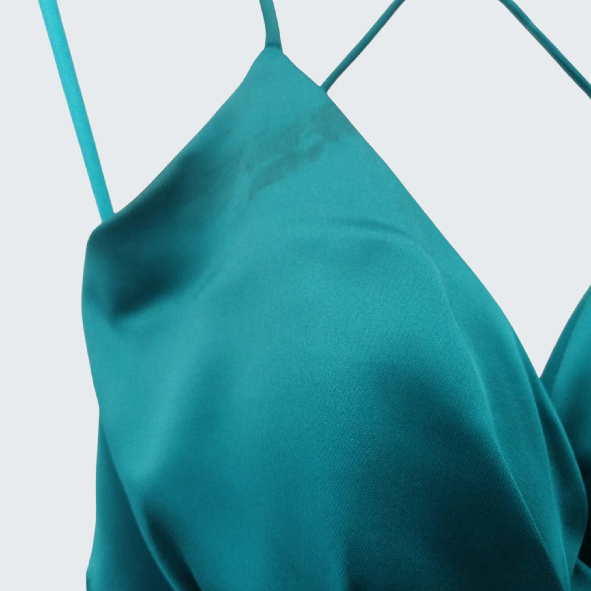 Tiffanys Turquoise Satin Hi-low Strappy Ladies Dress UK 14 - Womenswear | Pre-loved - Image 3