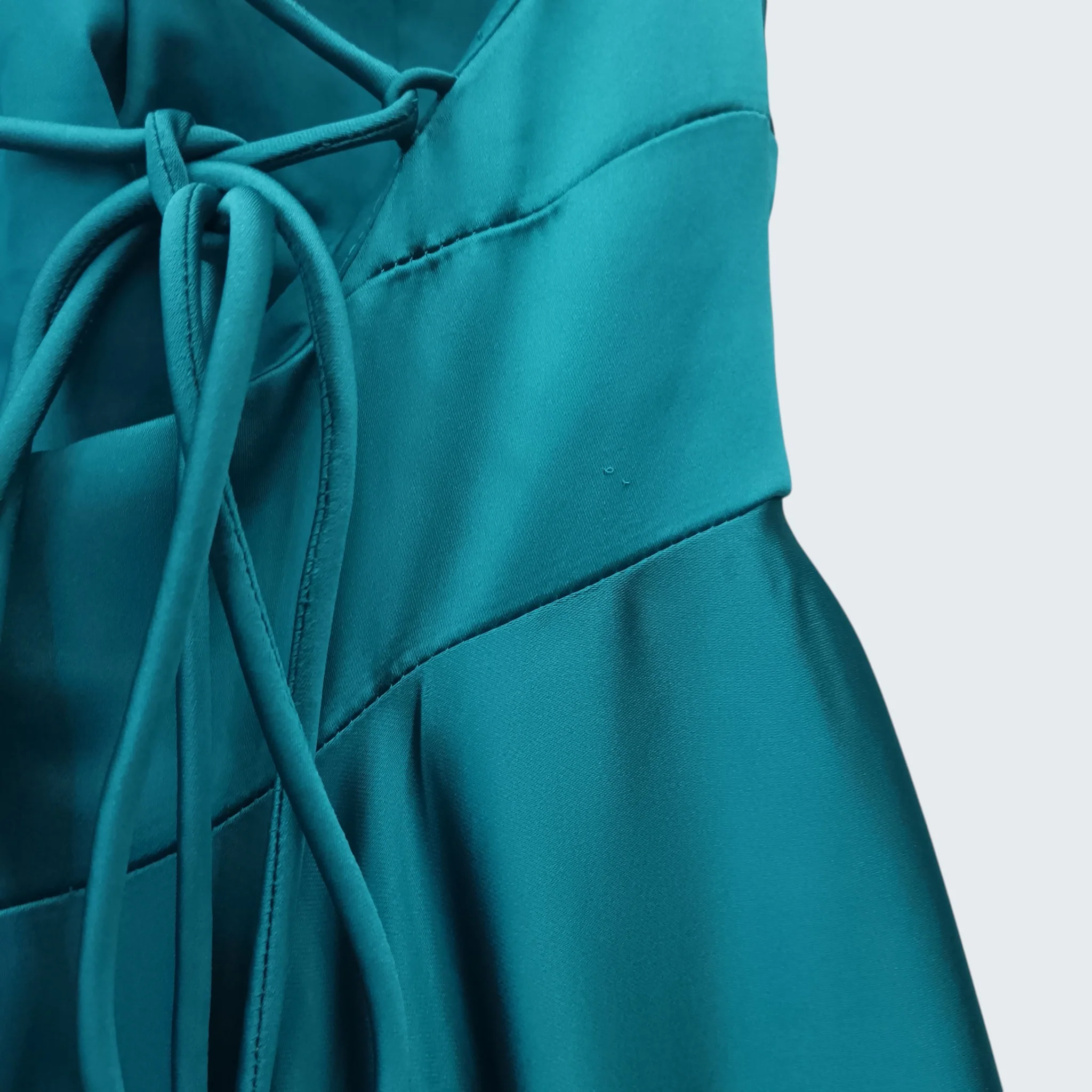 Tiffanys Turquoise Satin Hi-low Strappy Ladies Dress UK 14 - Womenswear | Pre-loved - Image 5