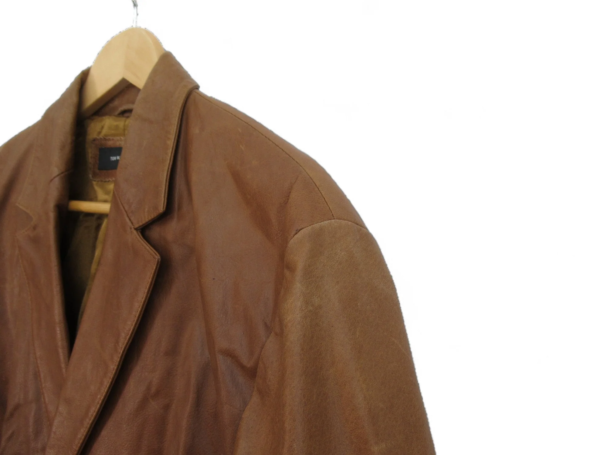 Tom Wolfe Vintage Tan Medium Leather Jacket Menswear | Preloved - Image 3