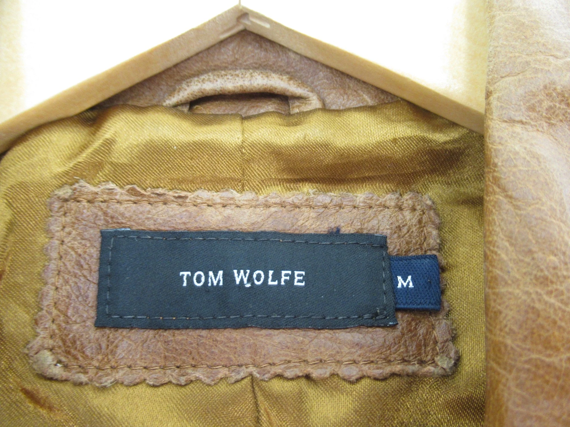 Tom Wolfe Vintage Tan Medium Leather Jacket Menswear | Preloved - Image 5