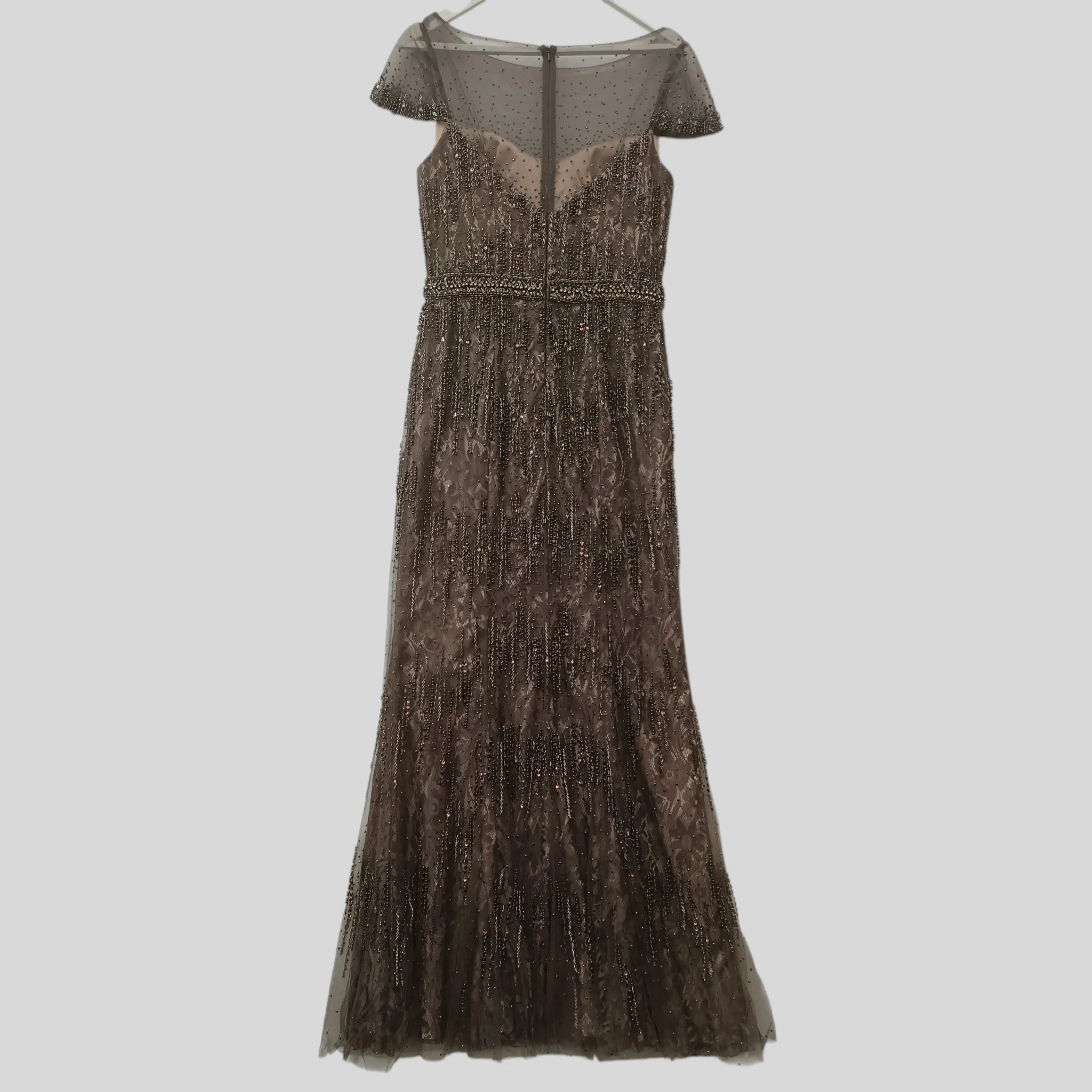 Tony Bowls Brown Embellished Over Floral Lace Brown Dress UK 10 Womenswear | Pre-loved - Image 2