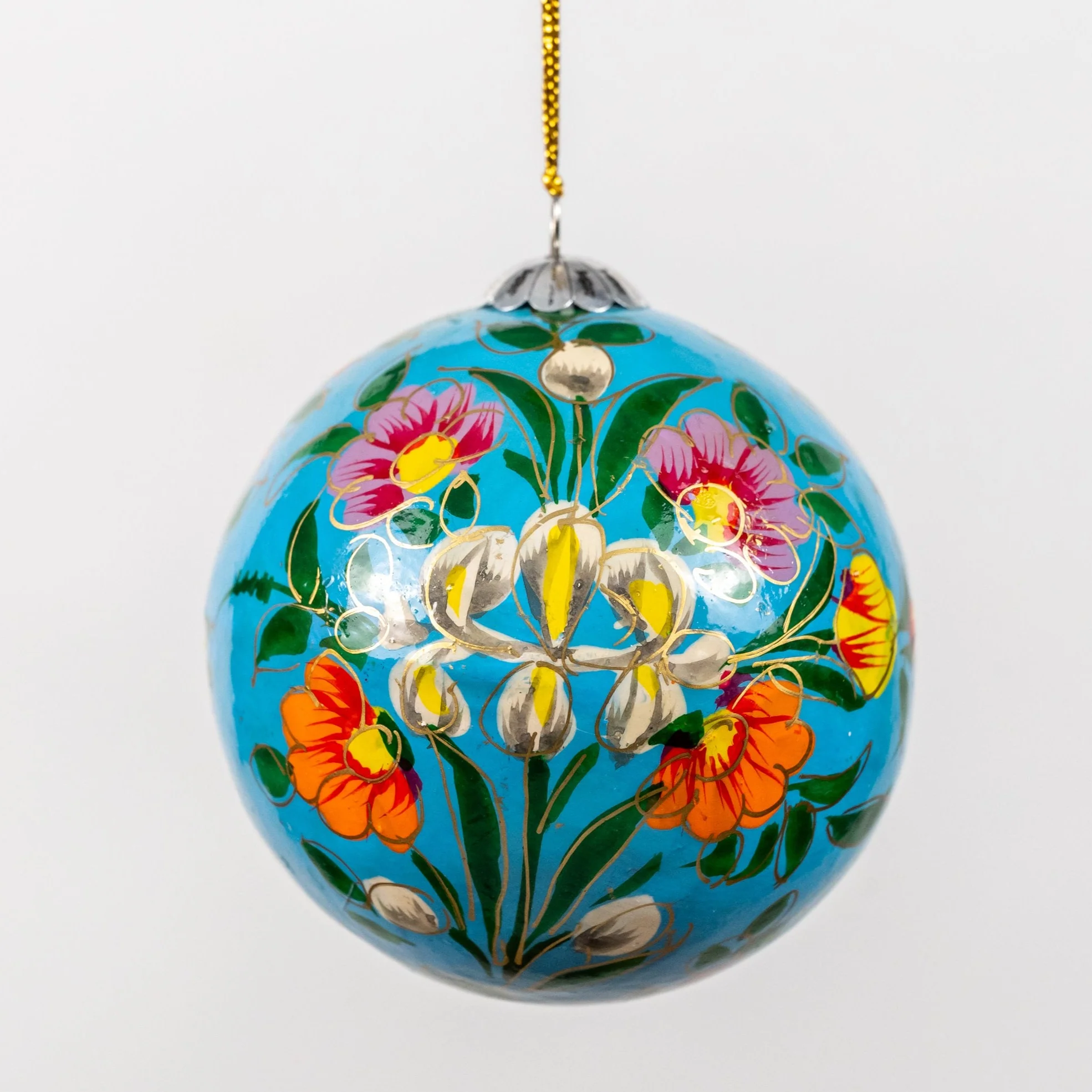 Tulip Heaven Turquoise Hand Painted Christmas Bauble | British Red Cross Shop - Image 3