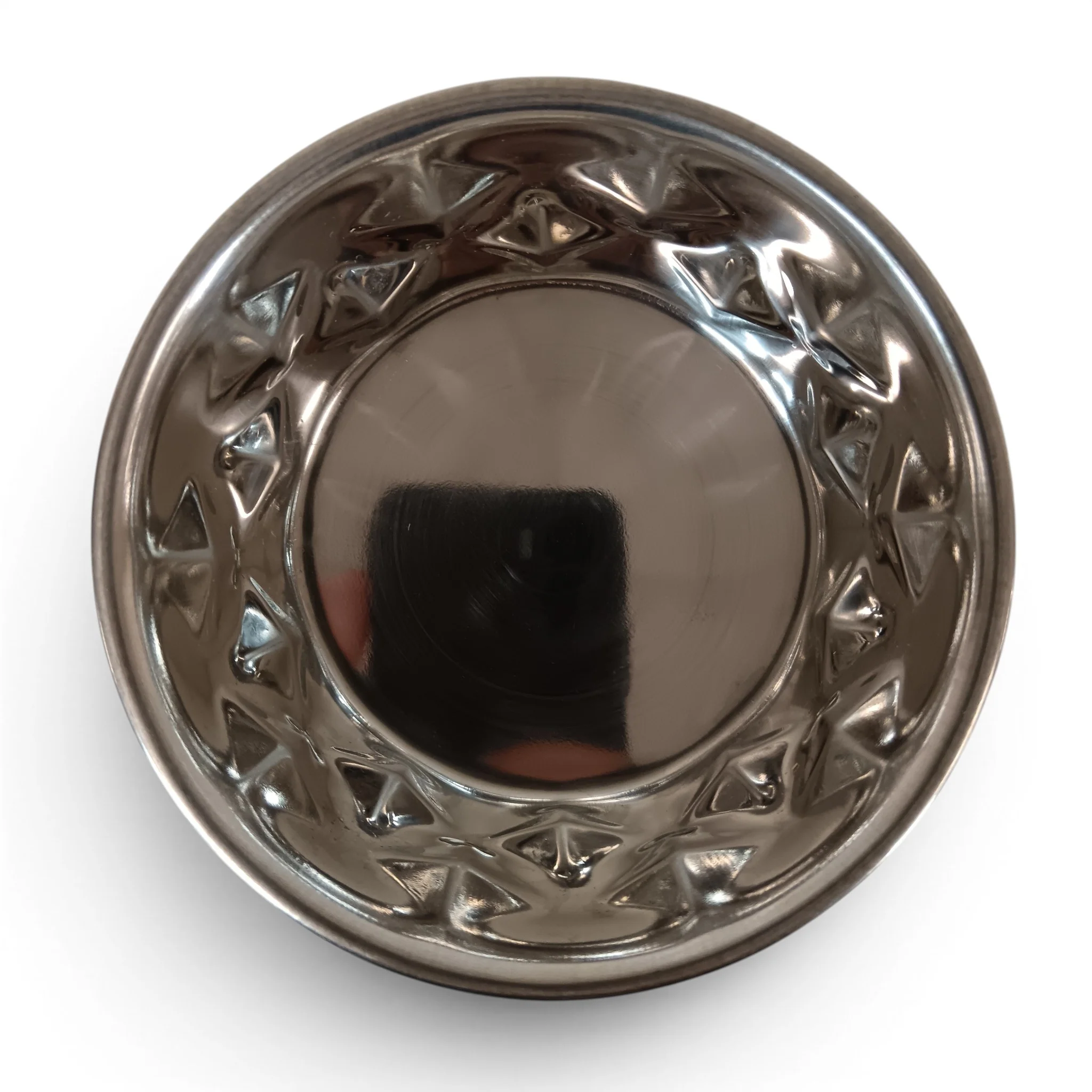 Unbranded Pet Bowl Non-Slip Stainless Steel Textured Mirror Design 12cm | Pre-loved - Image 3