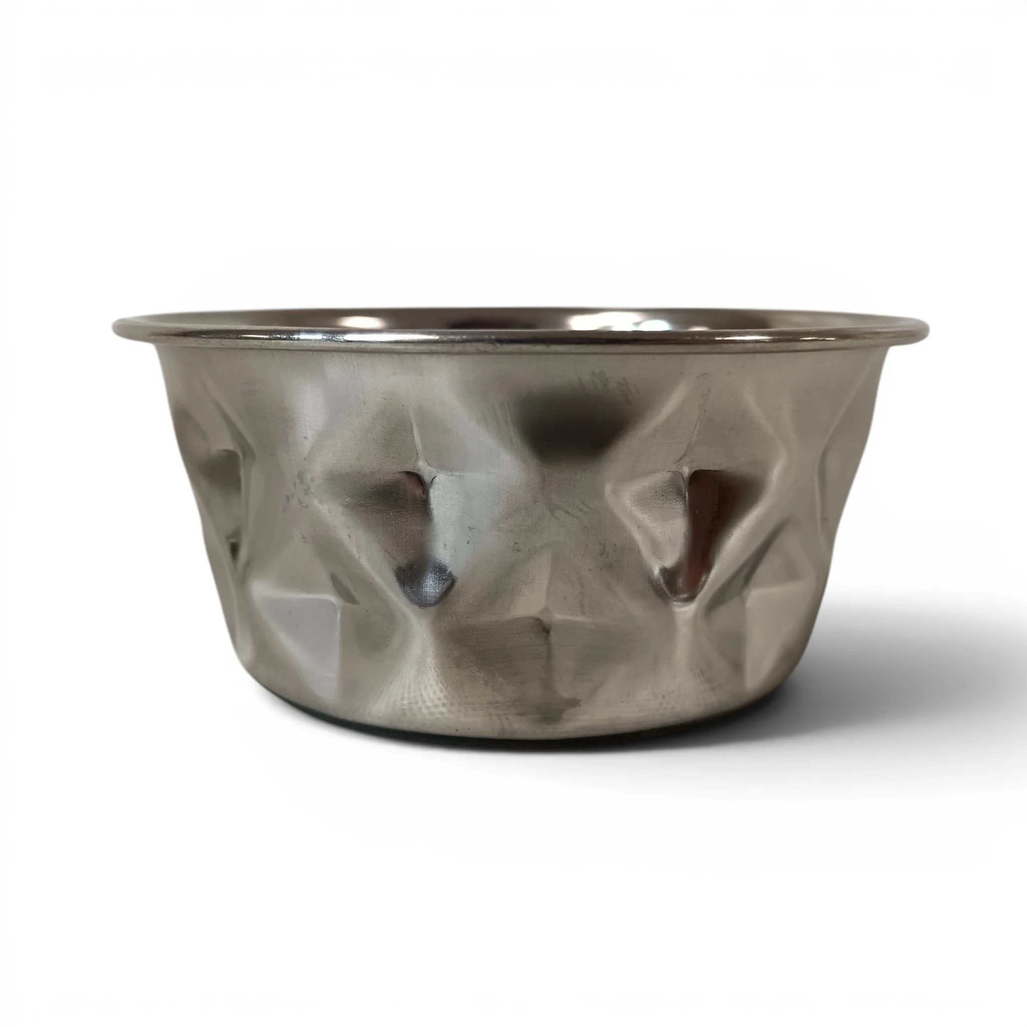 Unbranded Pet Bowl Non-Slip Stainless Steel Textured Mirror Design 12cm | Pre-loved - Image 4