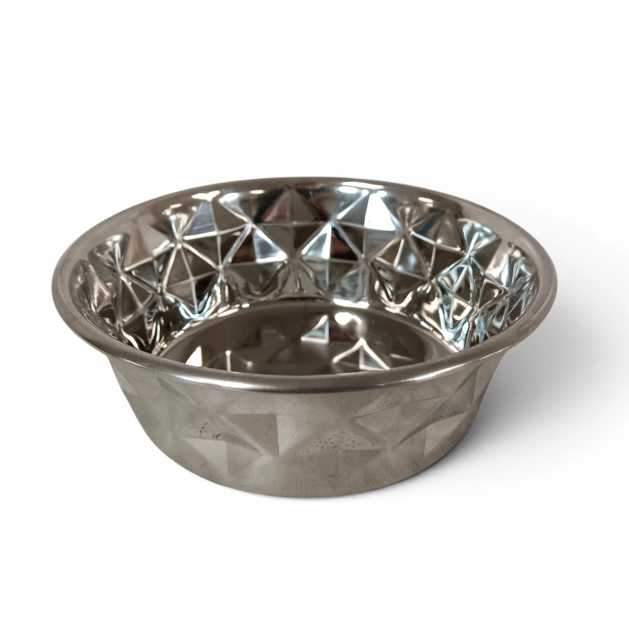 Unbranded Pet Bowl Non-Slip Stainless Steel Textured Mirror Design 14cm | Pre-loved