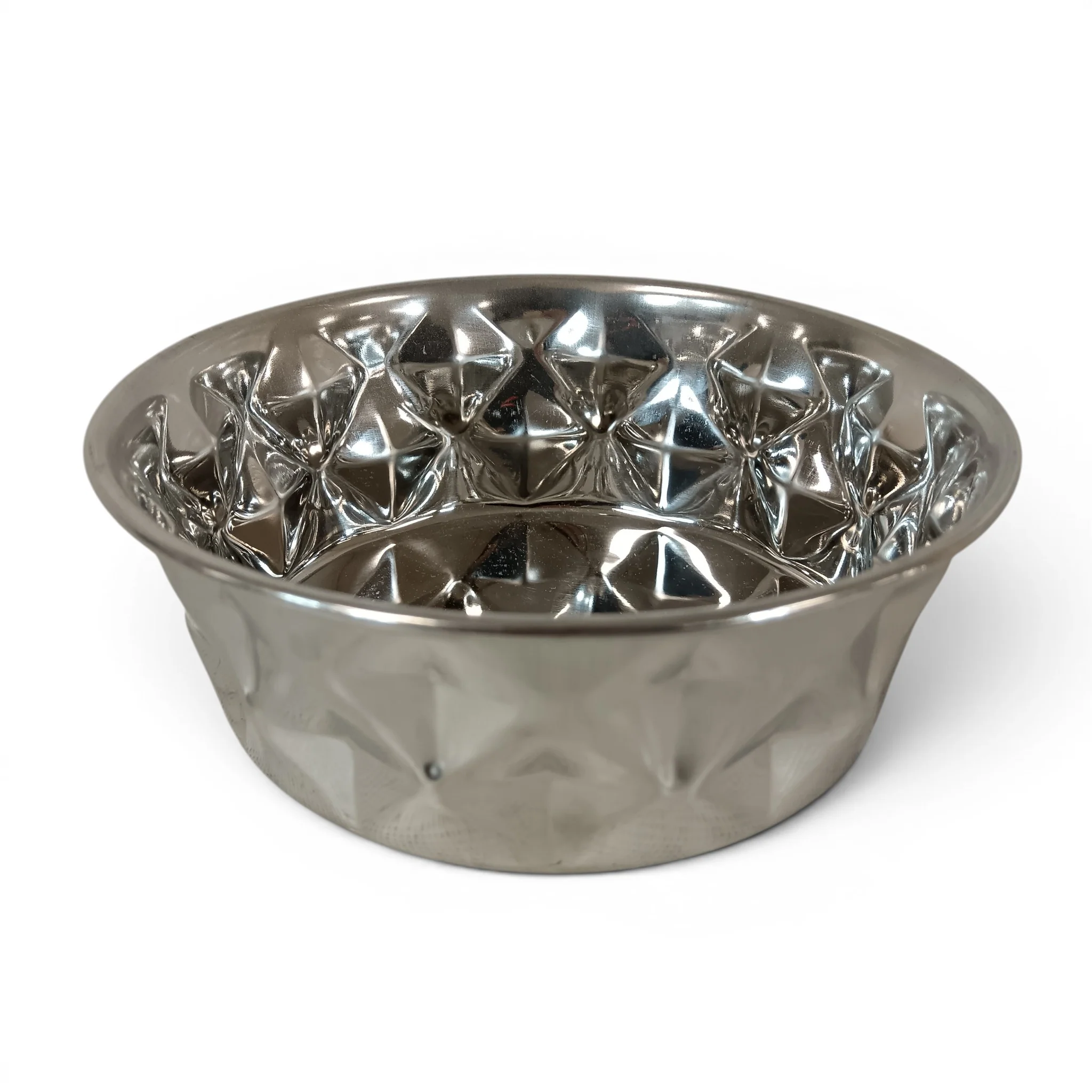 Unbranded Pet Bowl Non-Slip Stainless Steel Textured Mirror Design 17cm | Pre-loved