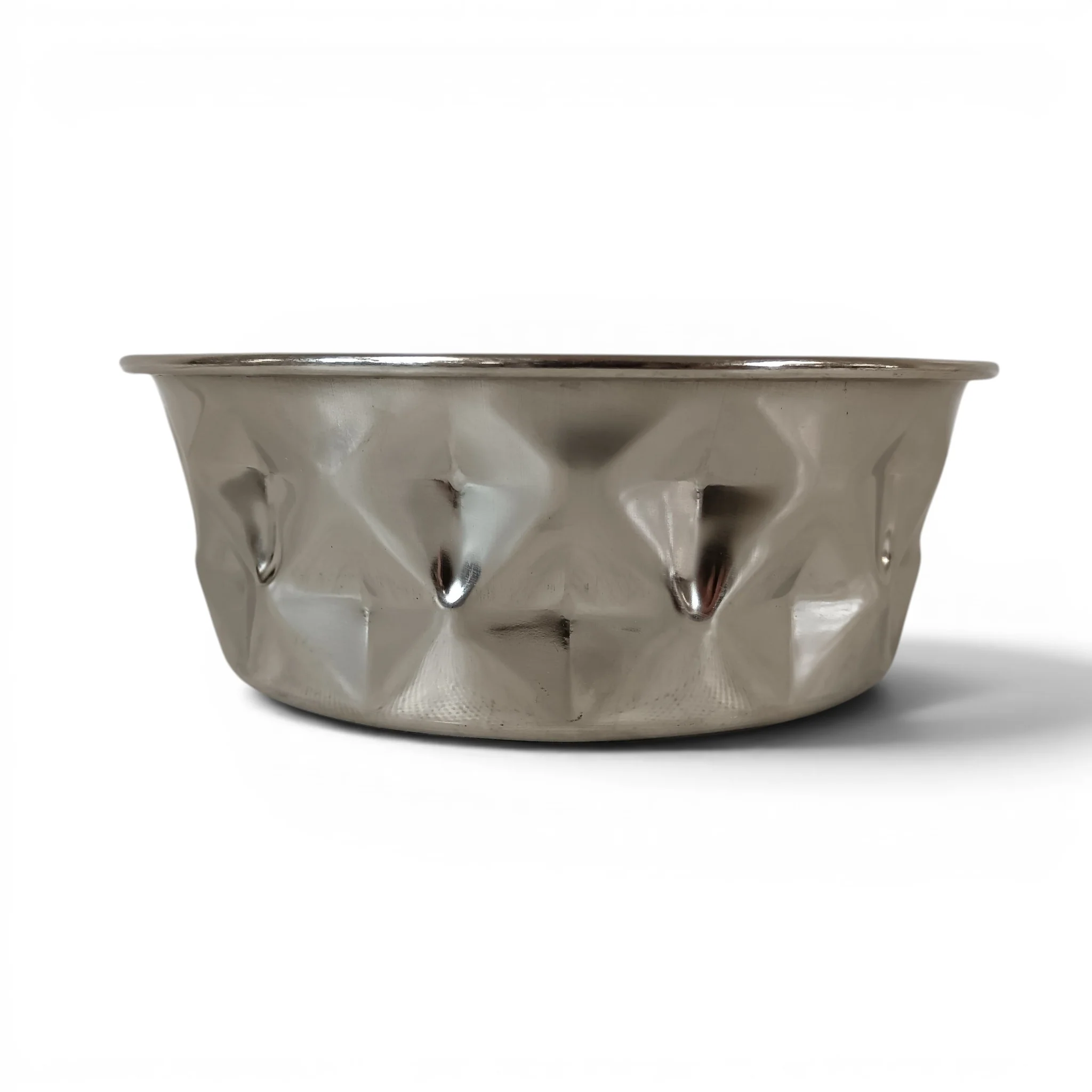 Unbranded Pet Bowl Non-Slip Stainless Steel Textured Mirror Design 17cm | Pre-loved - Image 4