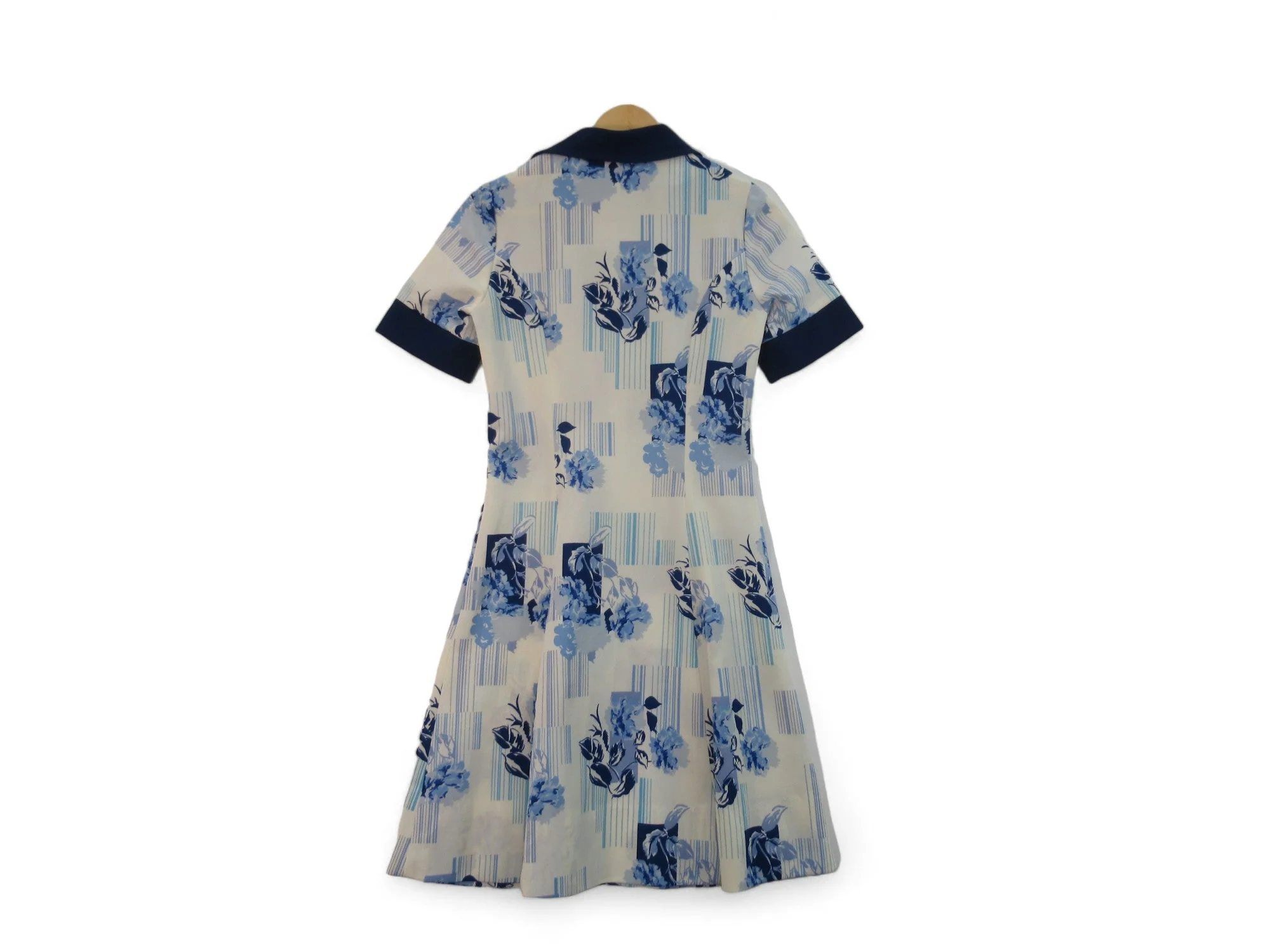 Unbranded Vintage Small White Blue Dress 1960 Womenswear | Preloved - Image 4