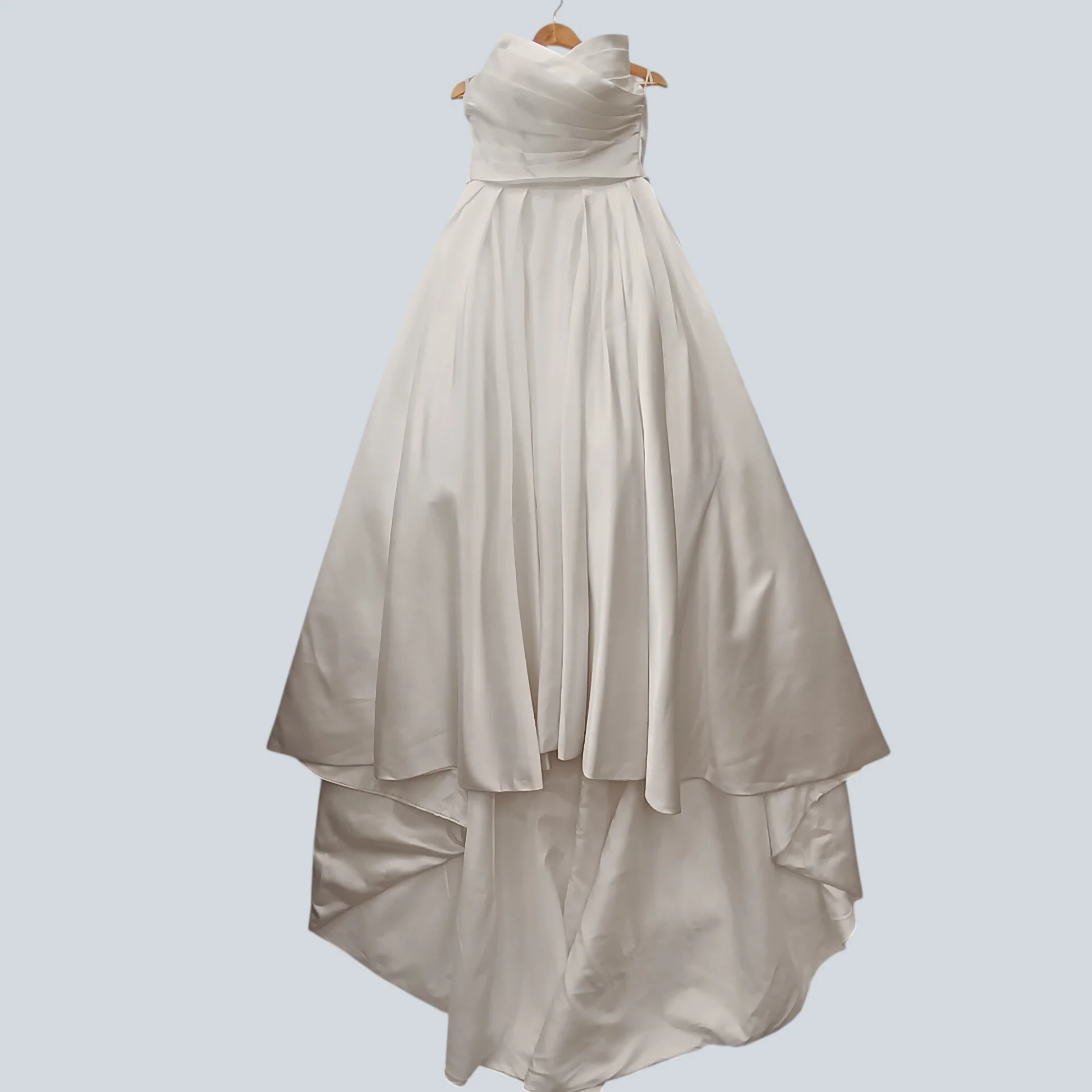 Unbranded White Satin Hi-low Strapless Weeding Corset Back Dress With Pockets UK S Womenswear | Pre-loved