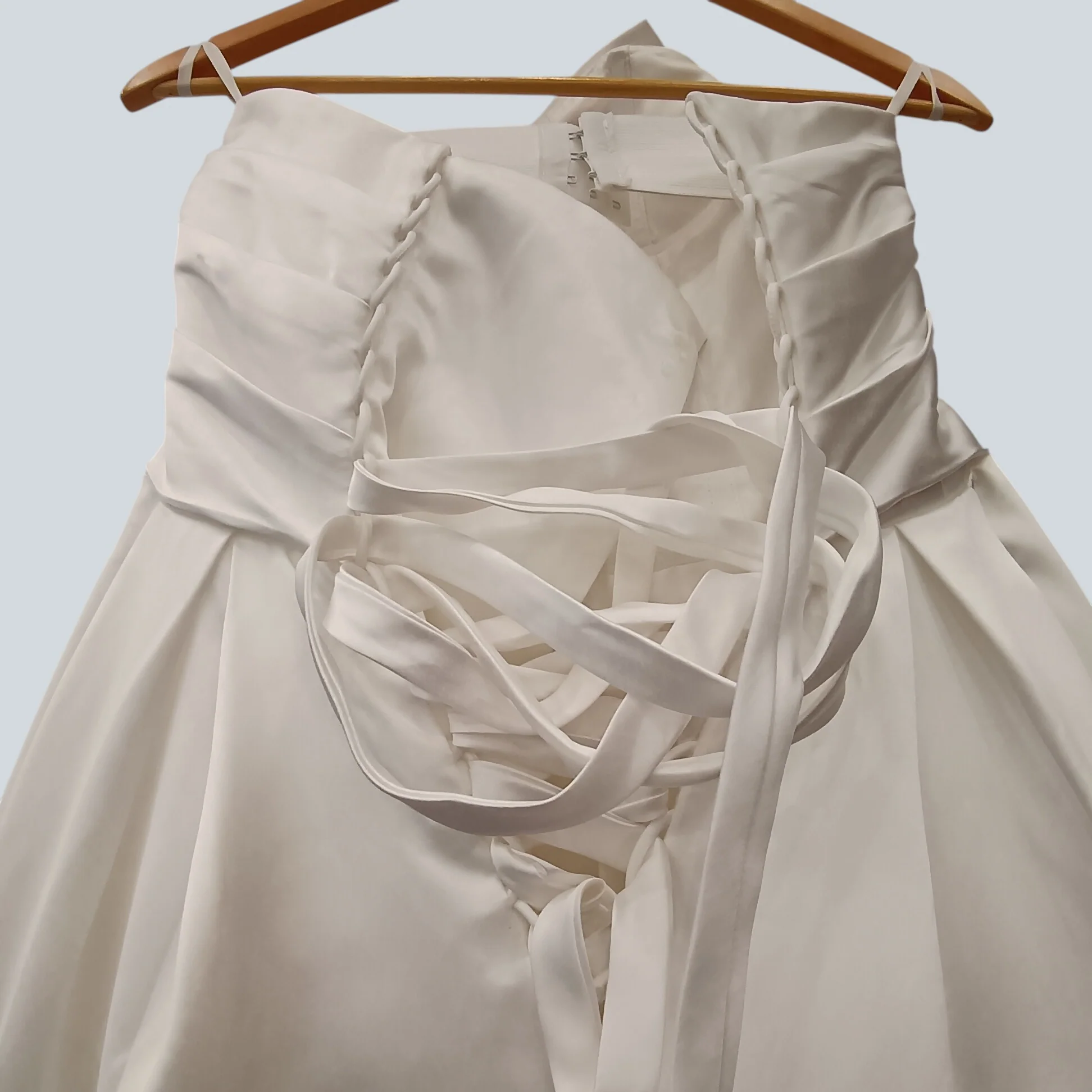 Unbranded White Satin Hi-low Strapless Weeding Corset Back Dress With Pockets UK S Womenswear | Pre-loved - Image 4