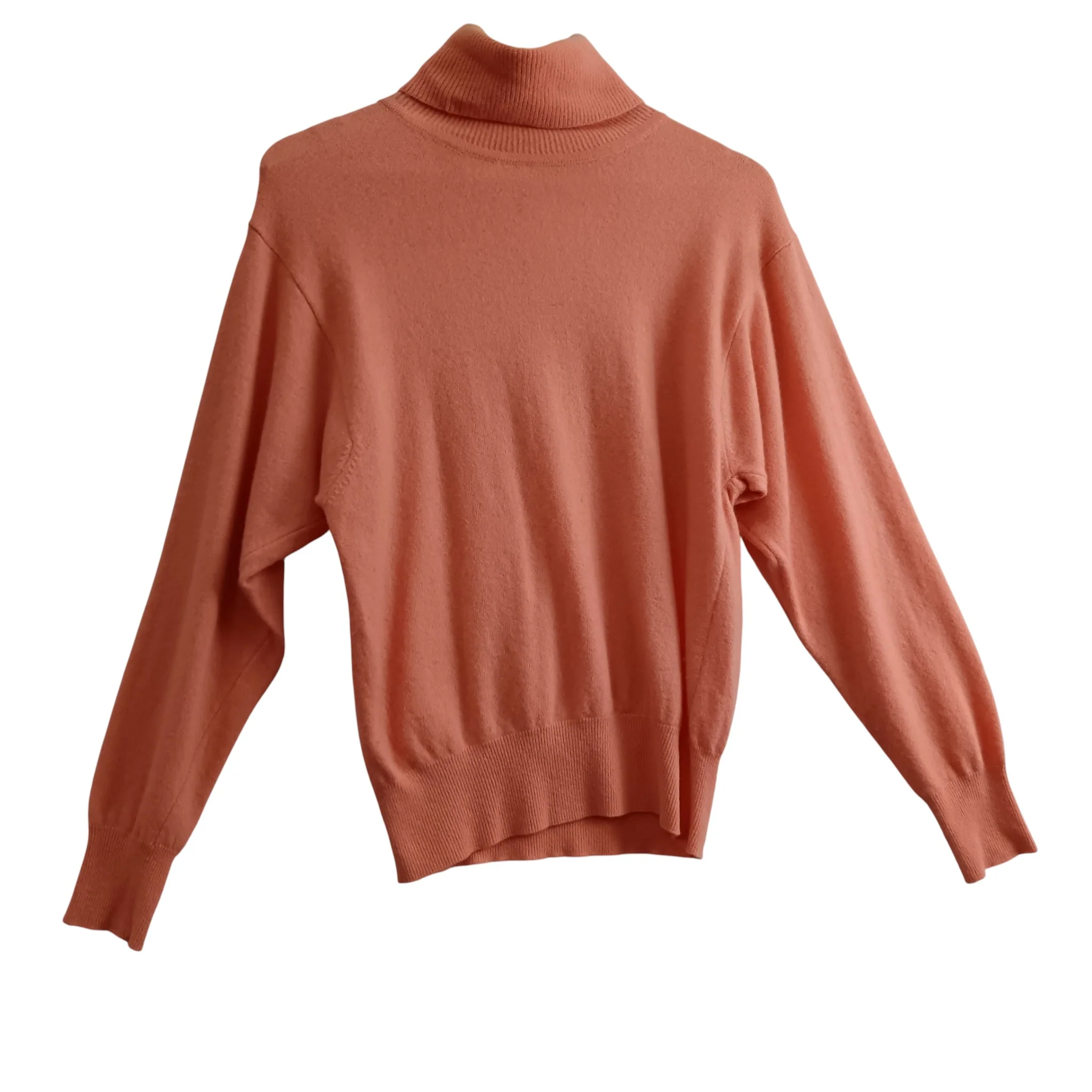 United Colors of Benetton Orange Knitted Turtleneck Women's Jumper UK M - Womenswear | Pre-loved