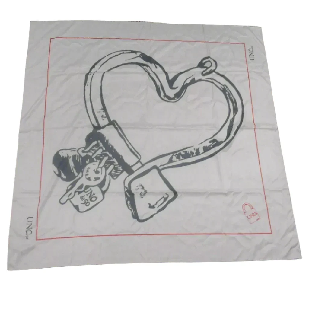 Uno De50 48"x48" White Black Heart Square Scarf Womenswear | Preloved