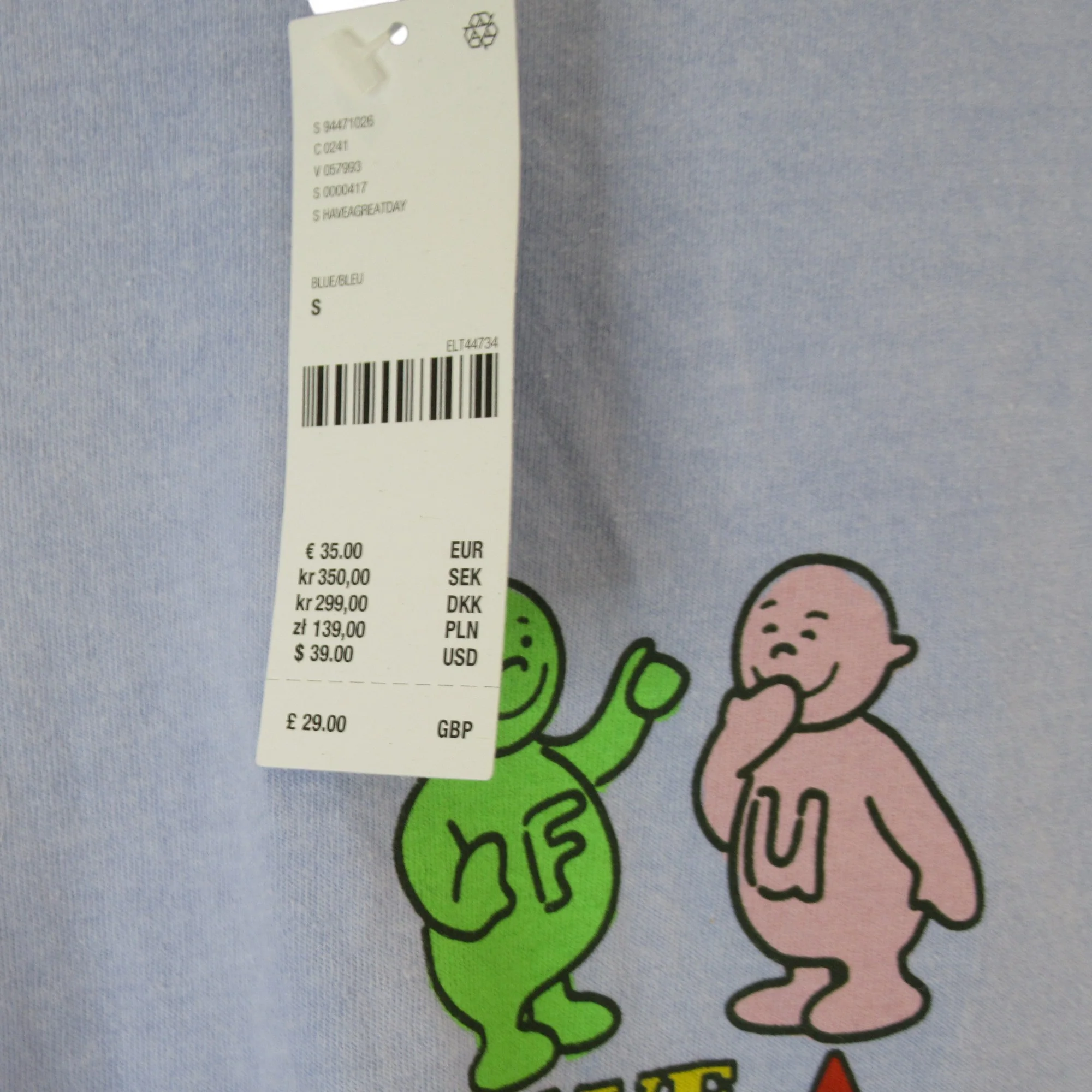 Urban Outfitters T Shirt Small Blue Menswear | Preloved - Image 4