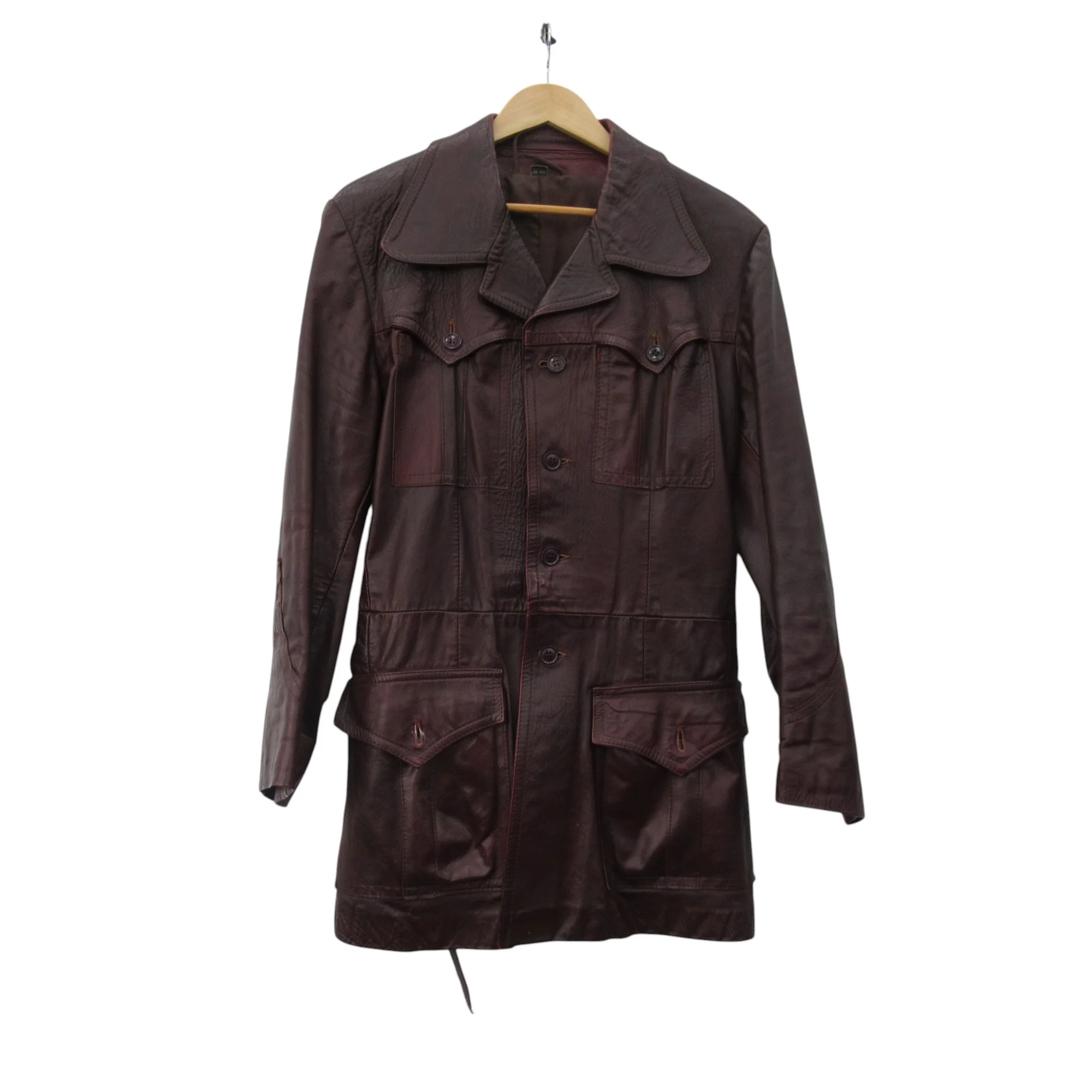 Vintage 1970s Leather Jacket 42 Oxblood Red Menswear | Pre-loved