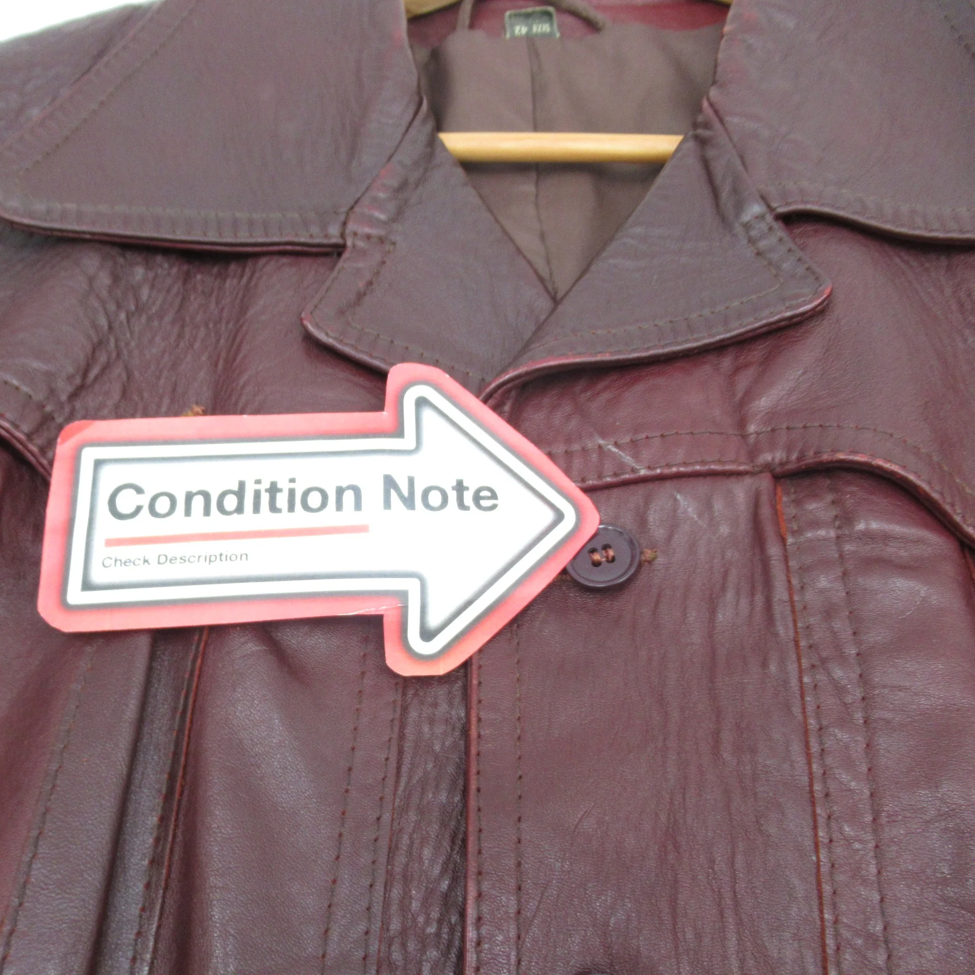 Vintage 1970s Leather Jacket 42 Oxblood Red Menswear | Pre-loved - Image 5