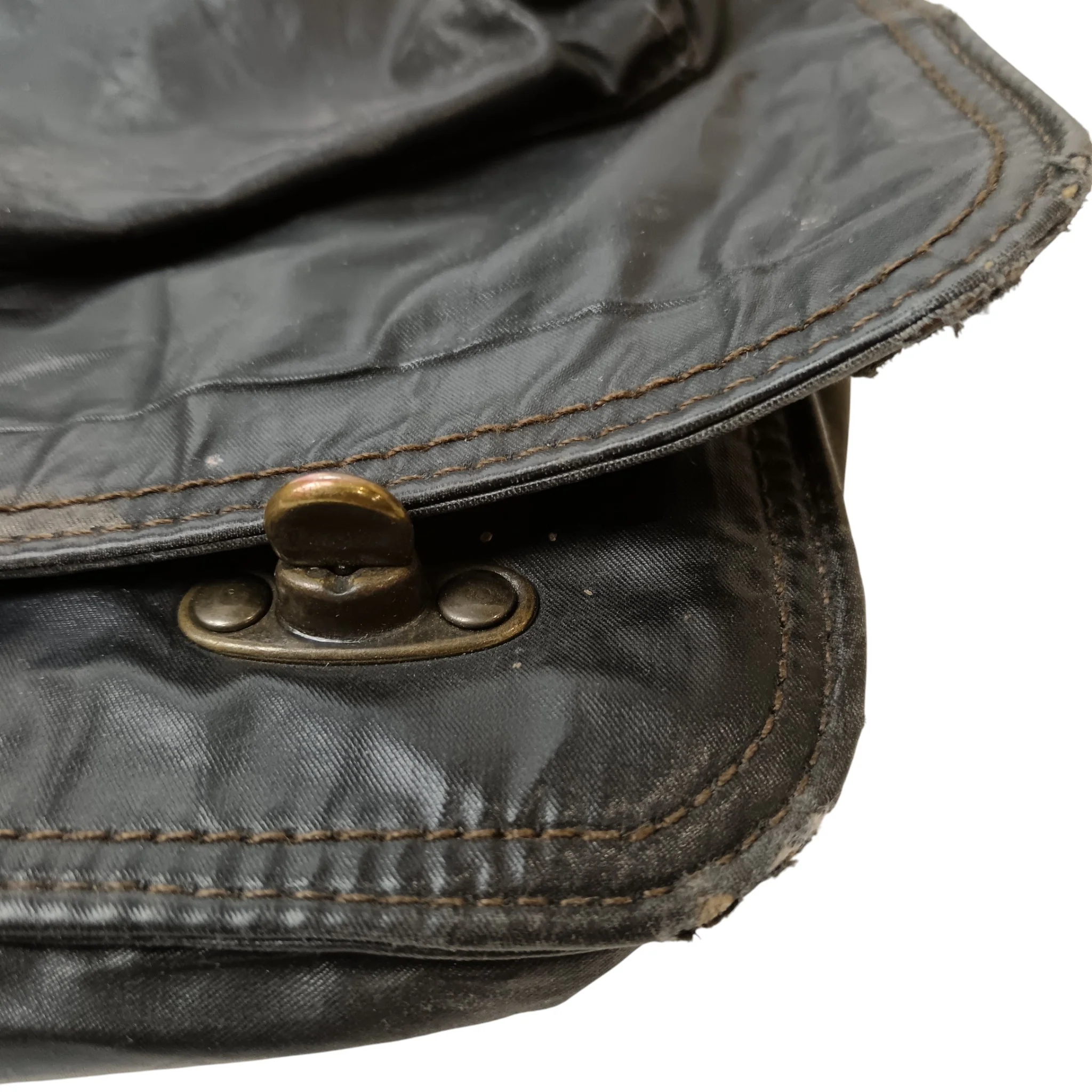 Vintage Belstaff  Cotton Leather Messenger Bag - Antique Brown Black -  Menswear | Pre-loved - Image 4