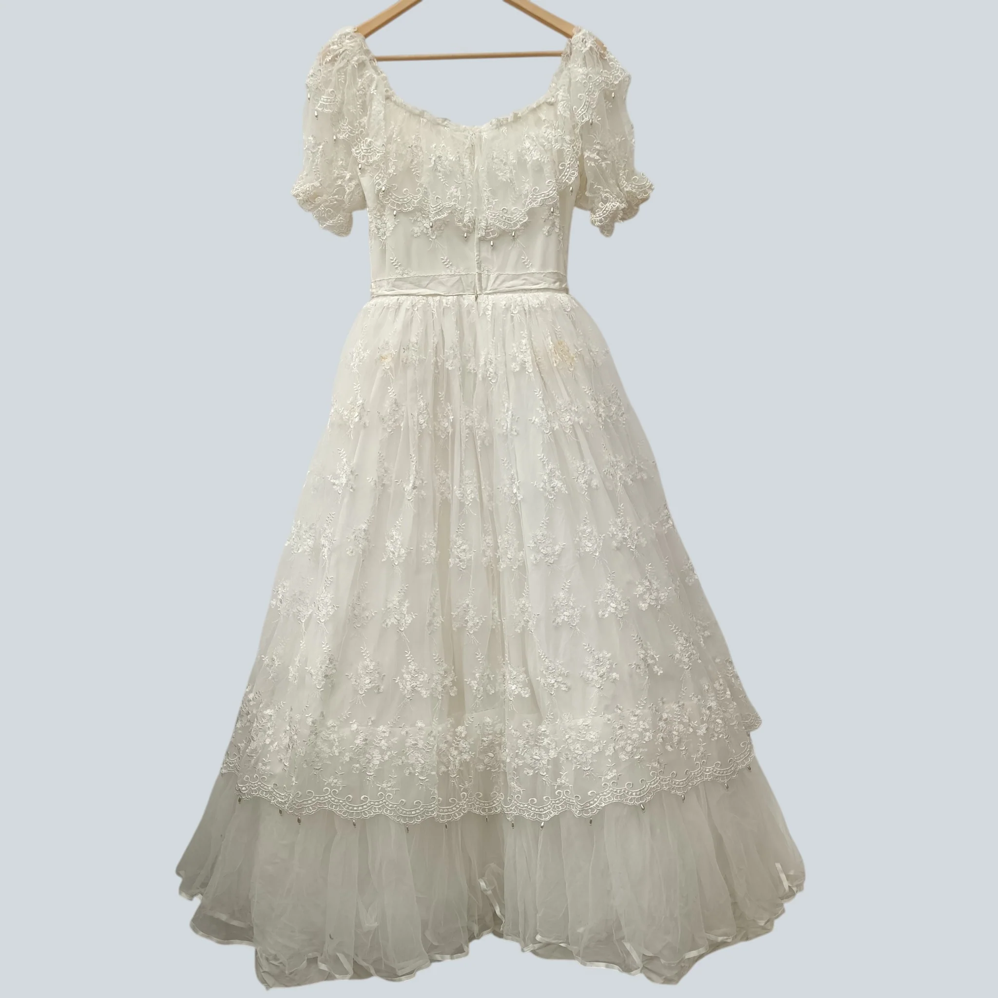 Vintage  Ber Rertev Bride White Embroidered Chiffon Top Dress Embellished UK S Womenswear | Pre-loved - Image 2