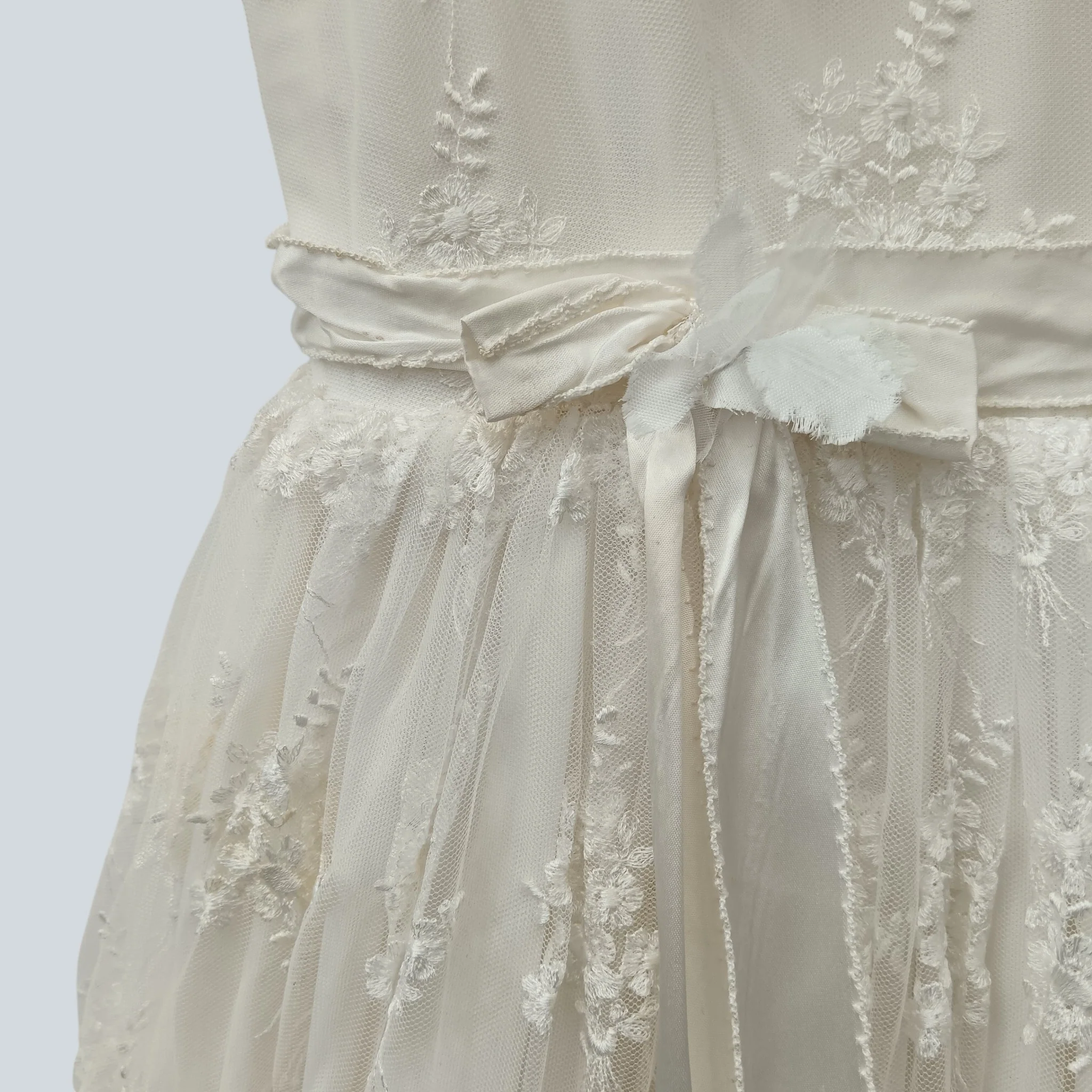 Vintage  Ber Rertev Bride White Embroidered Chiffon Top Dress Embellished UK S Womenswear | Pre-loved - Image 3