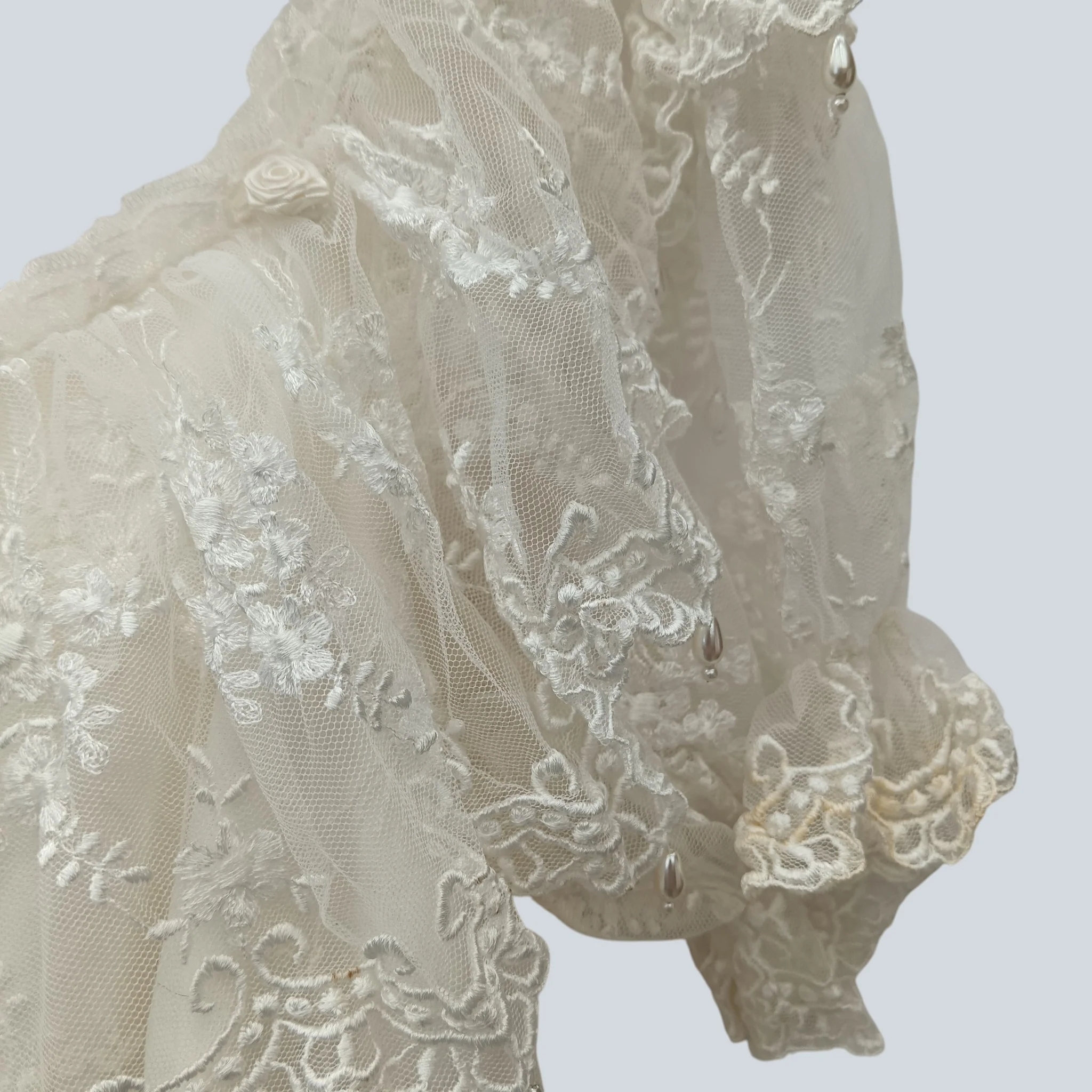 Vintage  Ber Rertev Bride White Embroidered Chiffon Top Dress Embellished UK S Womenswear | Pre-loved - Image 4