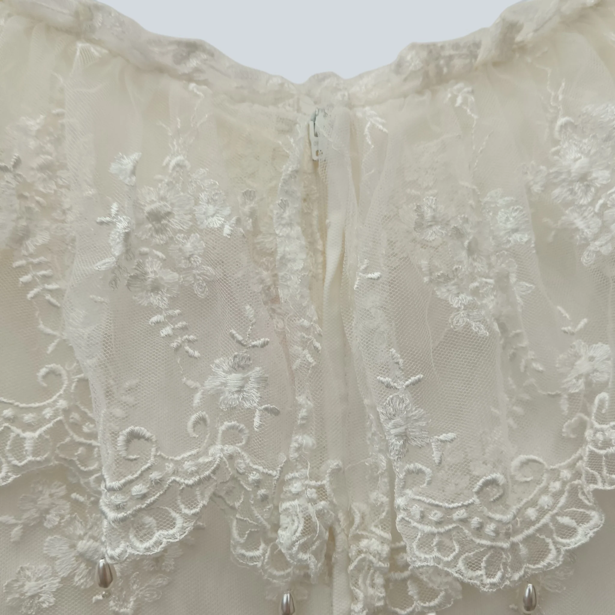 Vintage  Ber Rertev Bride White Embroidered Chiffon Top Dress Embellished UK S Womenswear | Pre-loved - Image 5