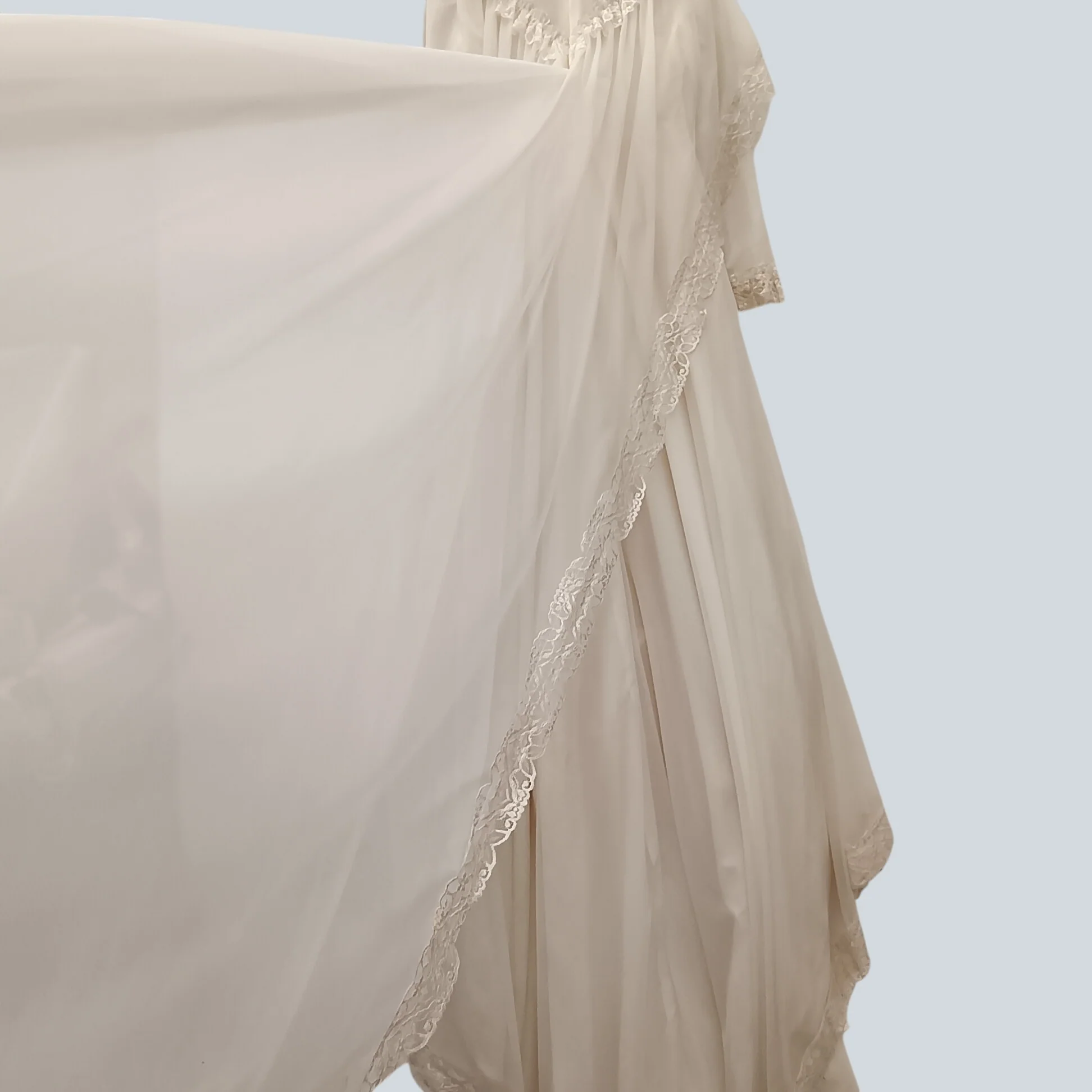 Vintage Empire Ivory  Hi-low Wedding Dress Sleeved Cap UK Medium Womenswear | Pre-loved - Image 3