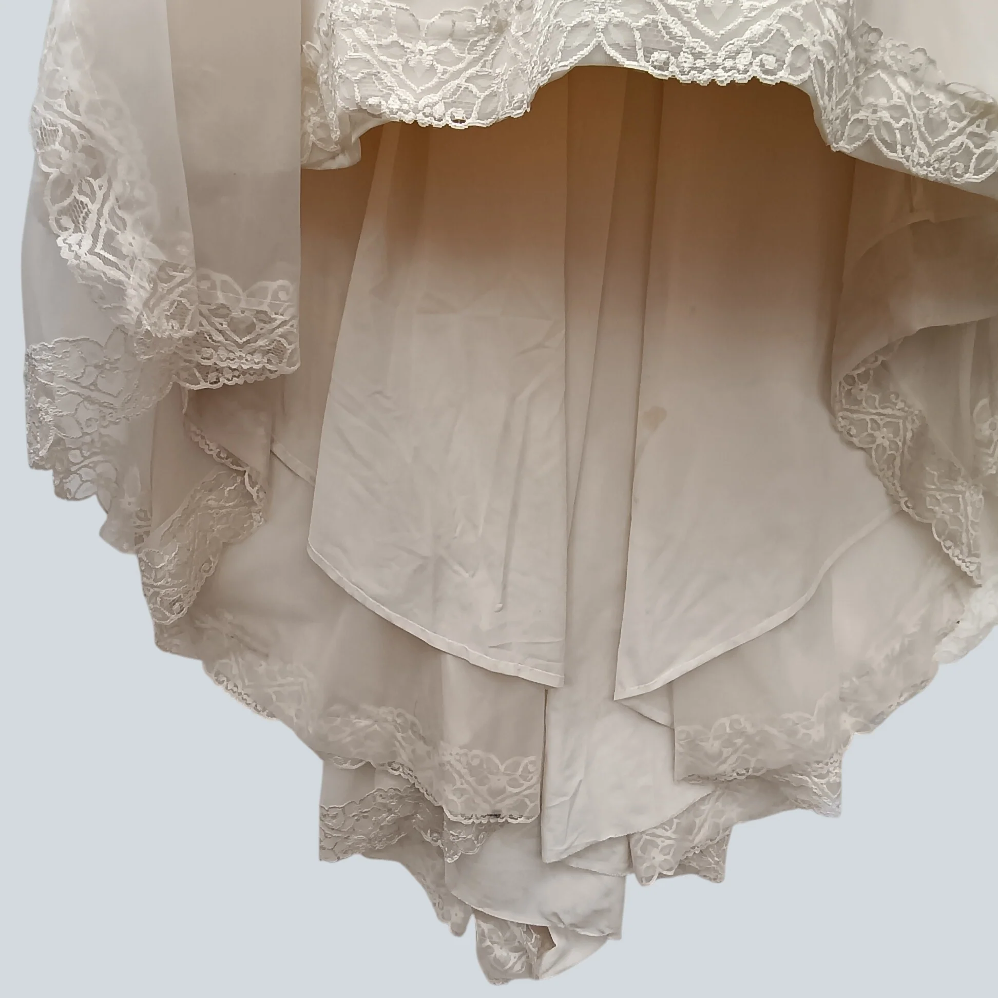 Vintage Empire Ivory  Hi-low Wedding Dress Sleeved Cap UK Medium Womenswear | Pre-loved - Image 5