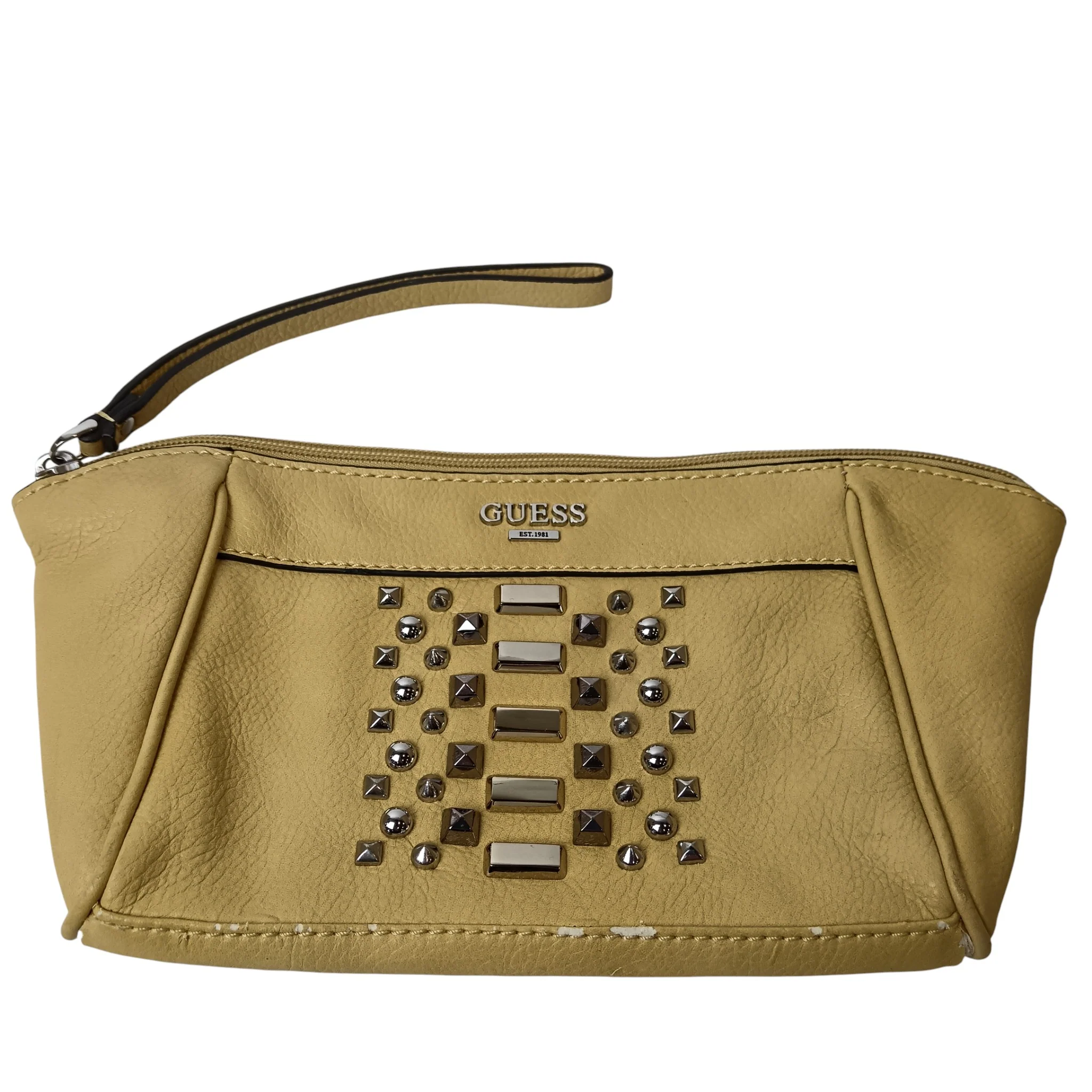Vintage GUESS Yellow Studded  Ladies Clutch Bag- Womenswear | Pre-loved