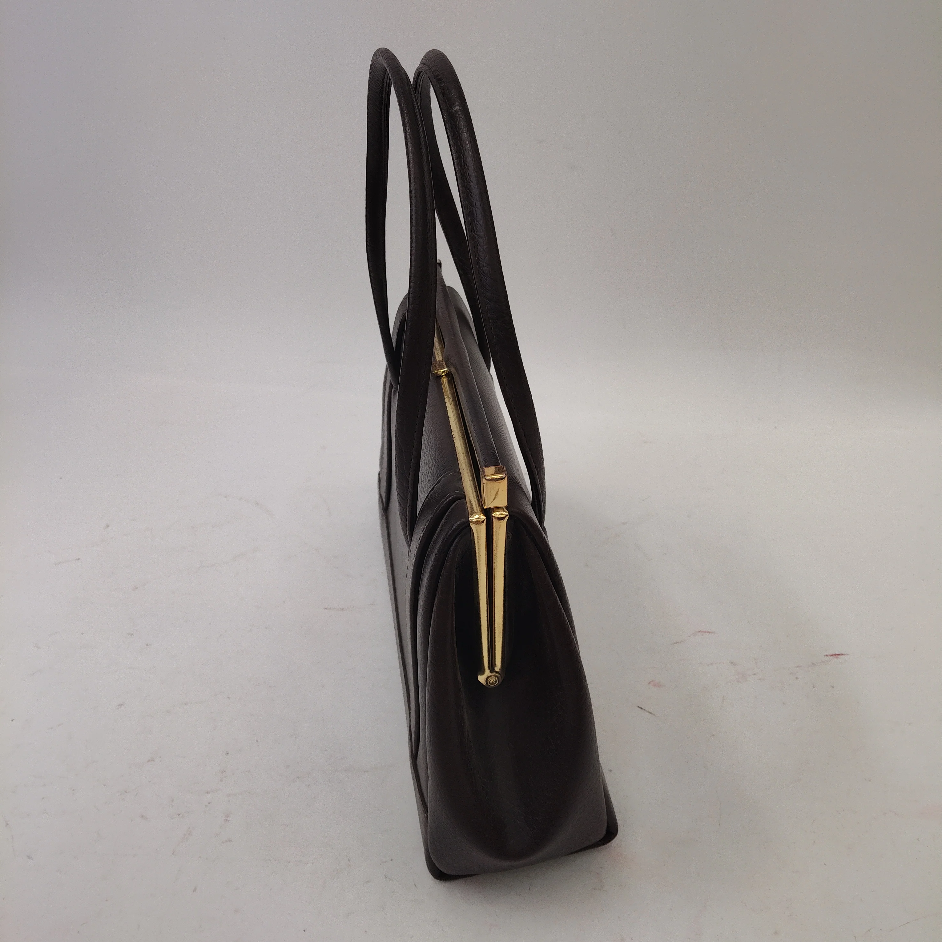 Vintage Handbag Double Handle Brown Small Womenswear | Pre-loved - Image 3