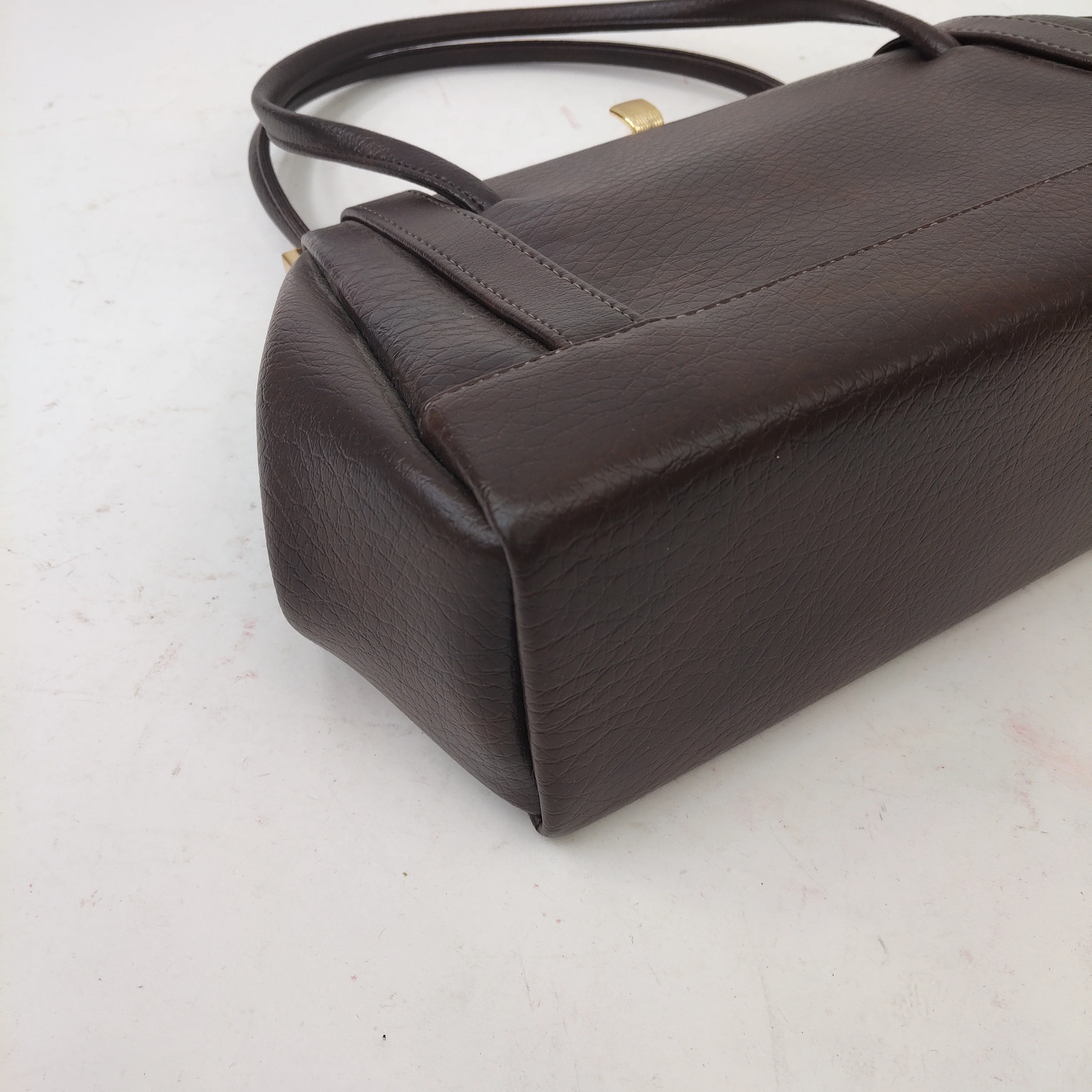Vintage Handbag Double Handle Brown Small Womenswear | Pre-loved - Image 5