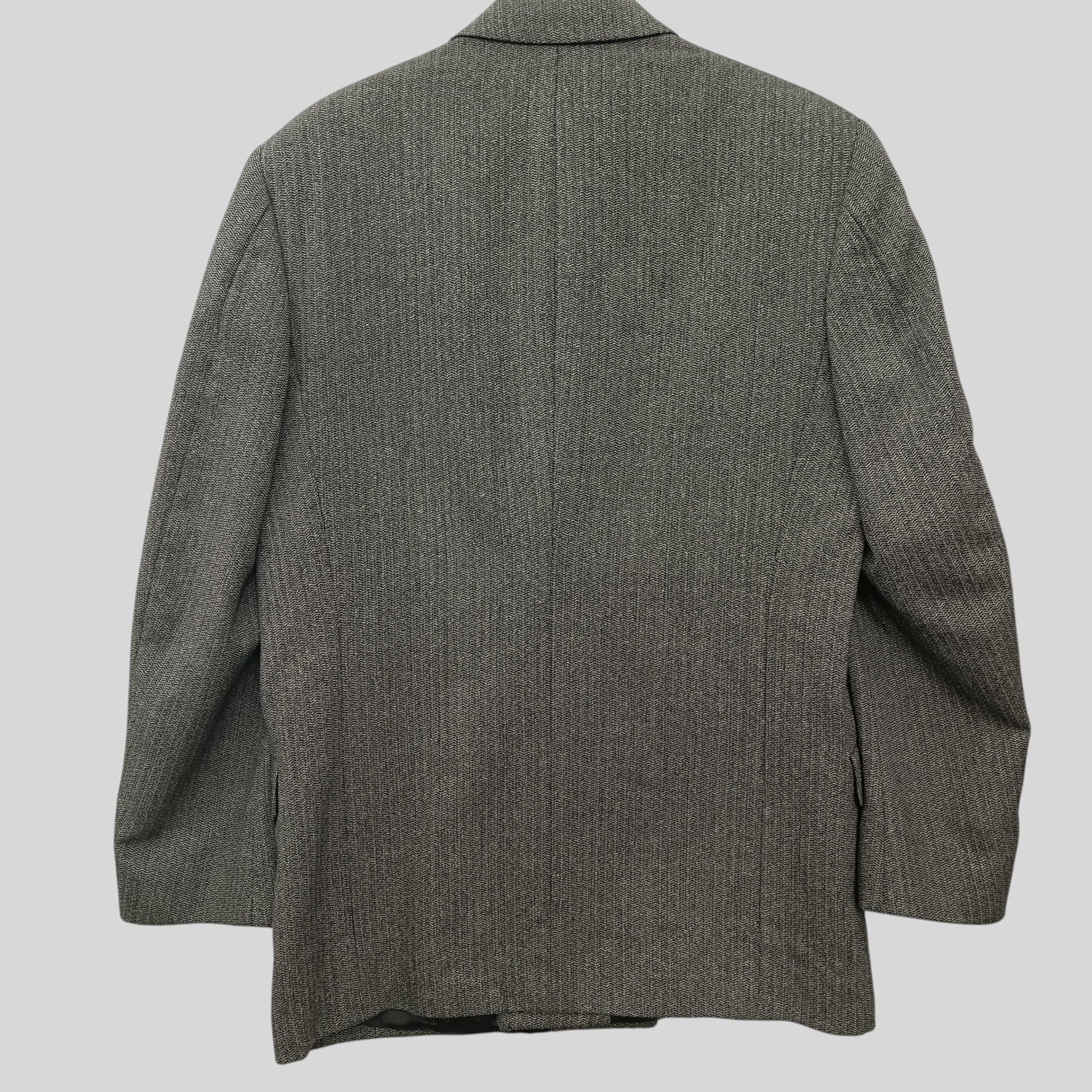 Vintage Jaeger Men's Black / White Jacket Wool and Silk UK 50 Long- Menswear | Pre-loved - Image 2