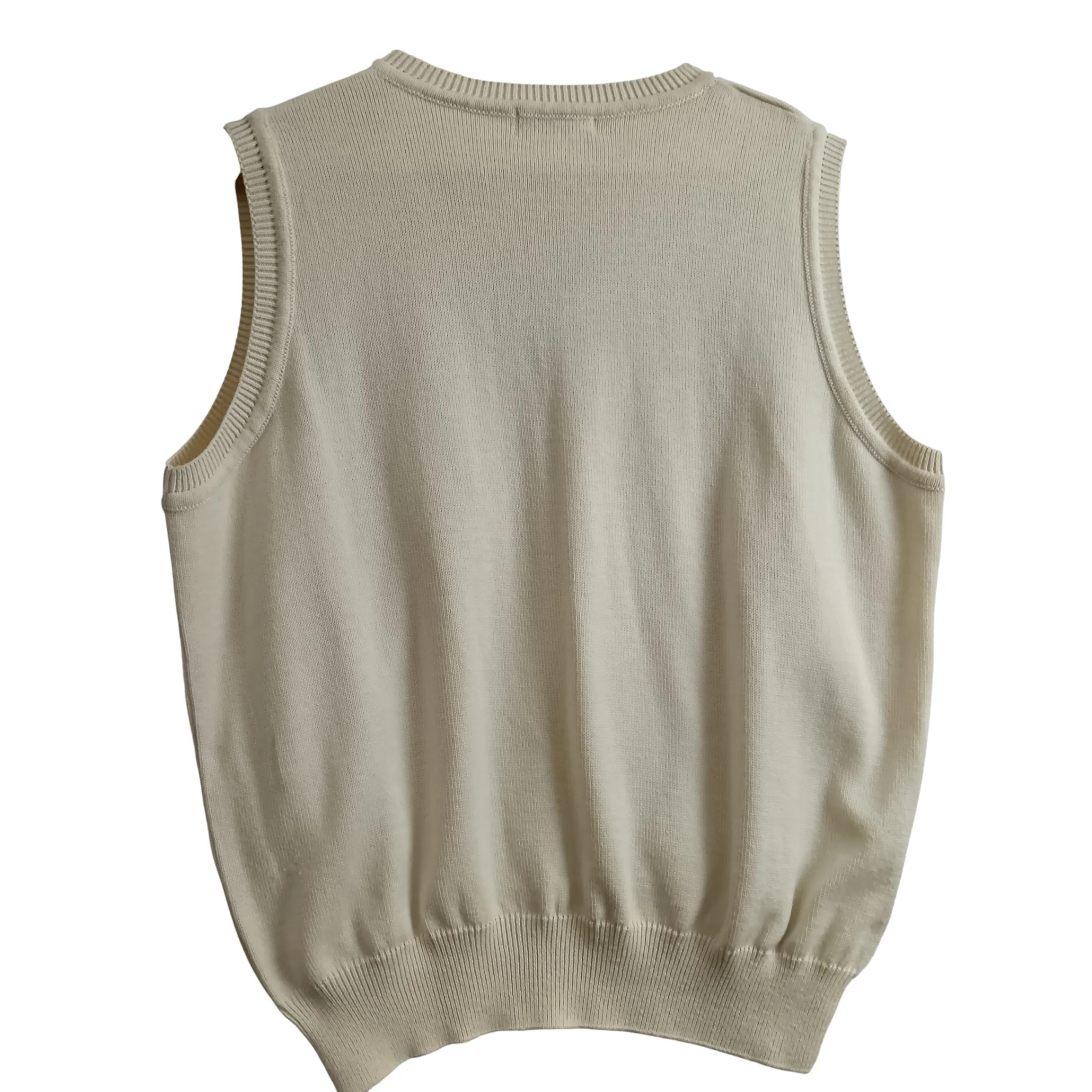 Vintage K-Sport V-neck Knitted Cream Waistcoat UK X-Large - Womenswear | Pre-loved - Image 2