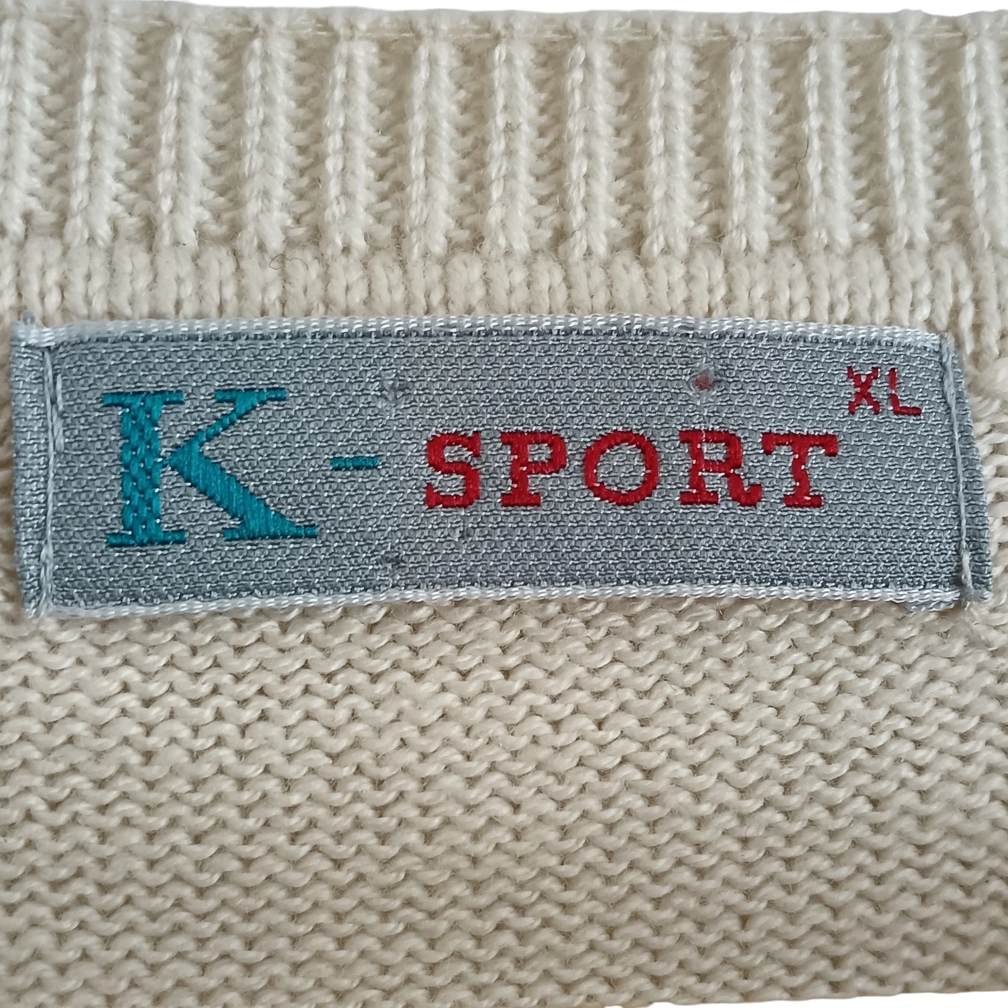 Vintage K-Sport V-neck Knitted Cream Waistcoat UK X-Large - Womenswear | Pre-loved - Image 3