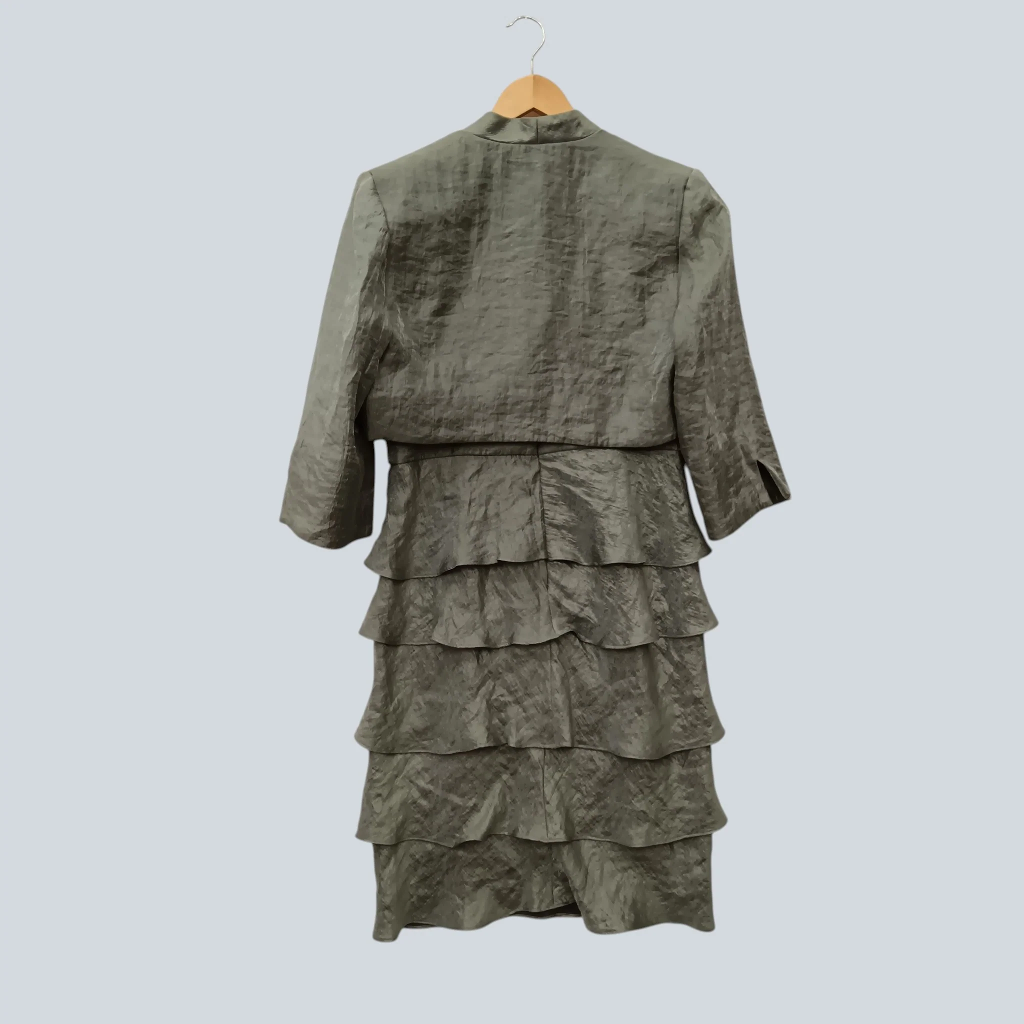 Vintage R&M Richards Steel Grey Mother of Bride Outfit  Frilled Dress With Jacket UK 10 Womenswear | Pre-loved - Image 2