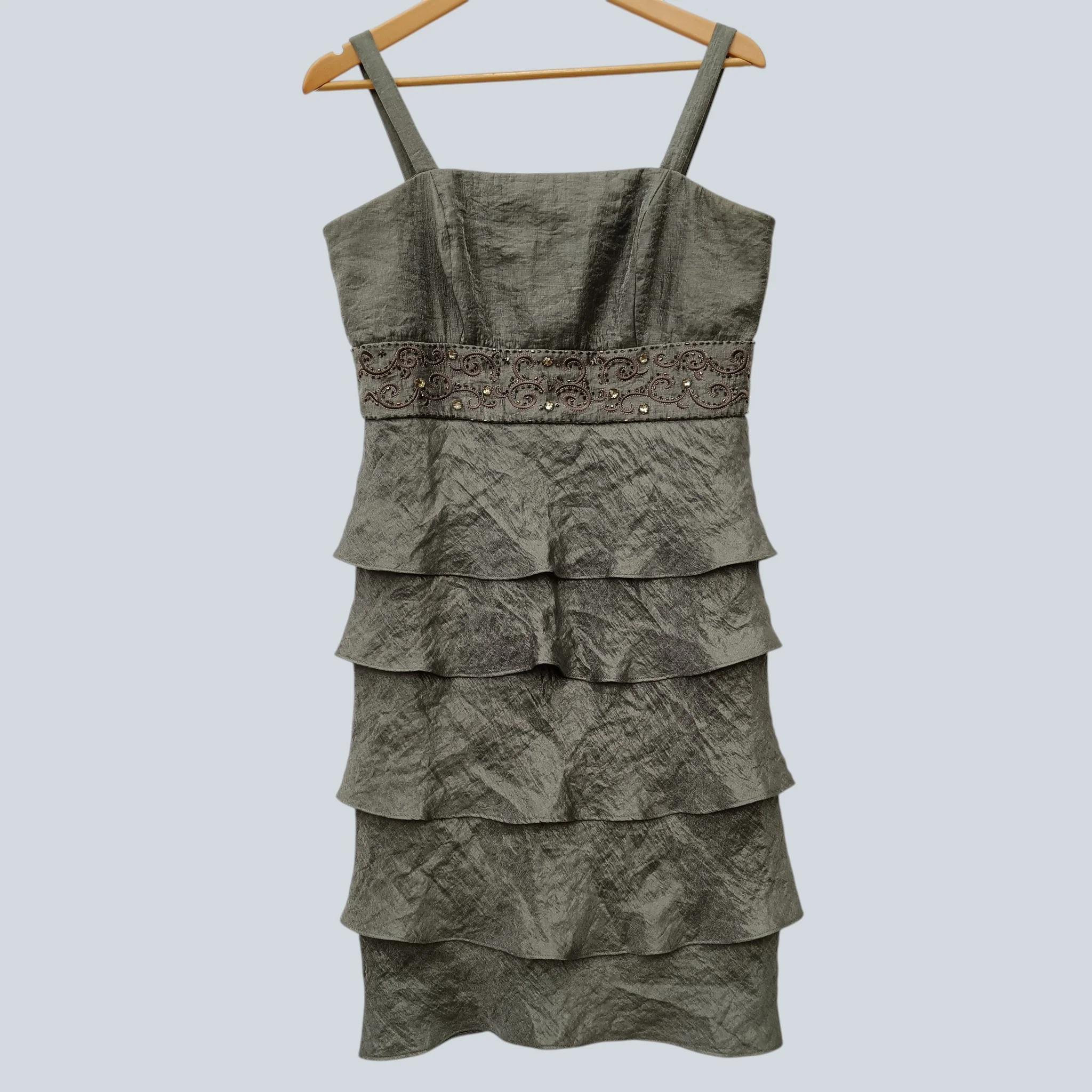 Vintage R&M Richards Steel Grey Mother of Bride Outfit  Frilled Dress With Jacket UK 10 Womenswear | Pre-loved - Image 3