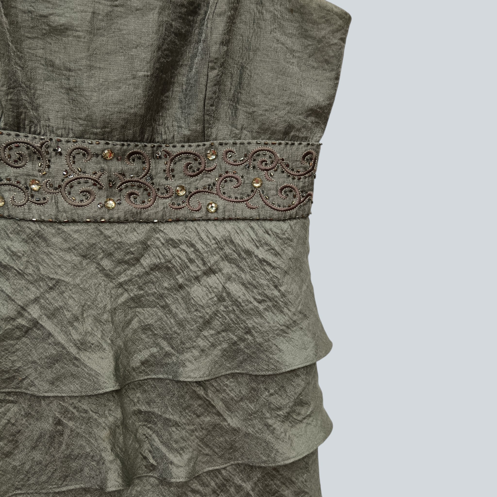 Vintage R&M Richards Steel Grey Mother of Bride Outfit  Frilled Dress With Jacket UK 10 Womenswear | Pre-loved - Image 4