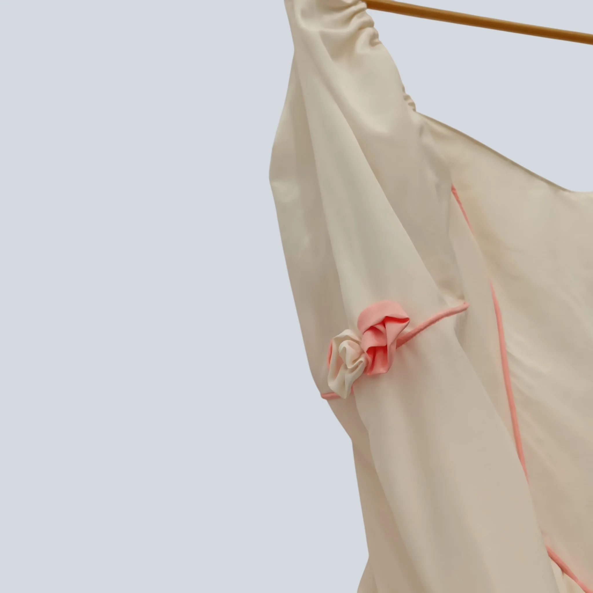 Vintage Wedding Dress Cream With Pink Details Satin 3/4 Sleeve UK M Womenswear | Pre-loved - Image 3