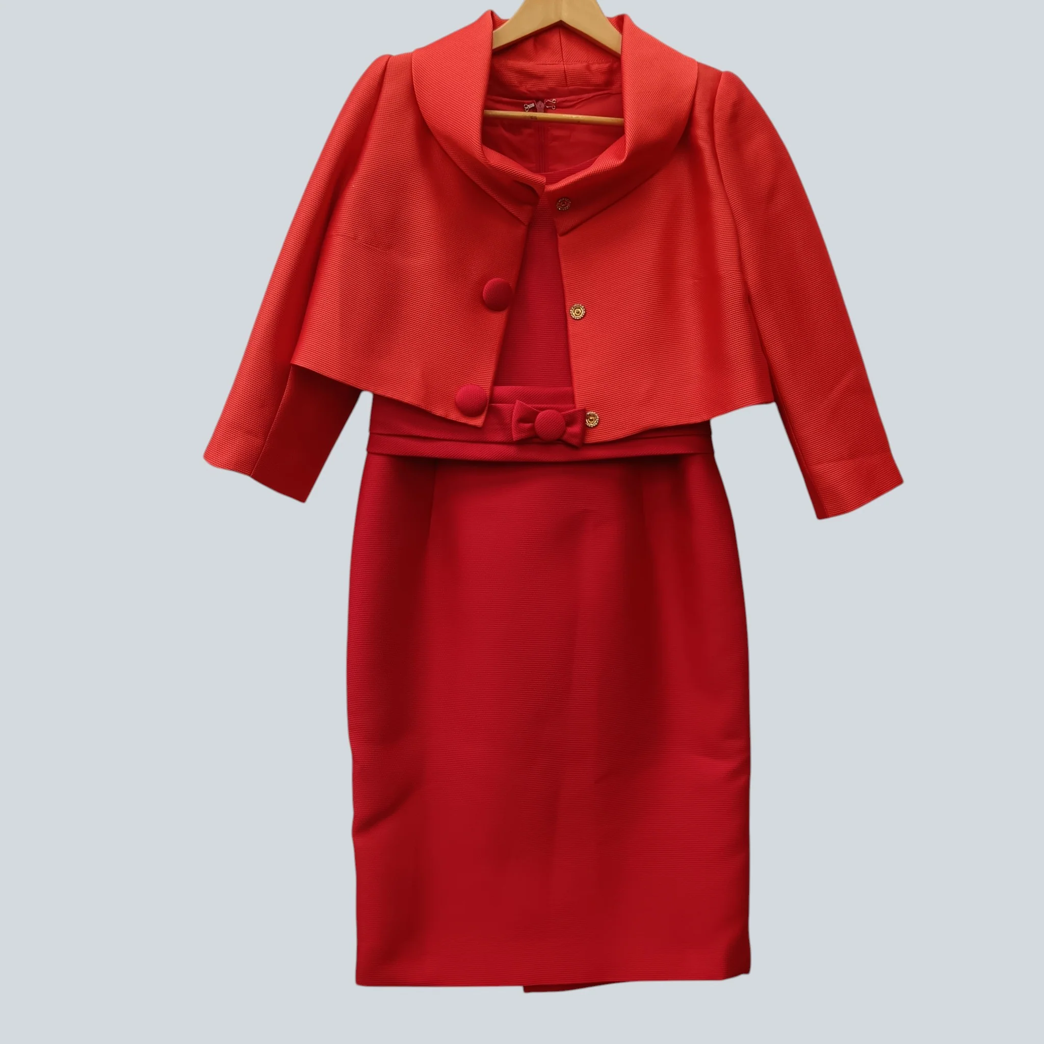 Vintage Teresa Ripoll Ladies Special Occasion Red Two Tones Ladies Outfit UK 14 Womenswear | Pre-loved