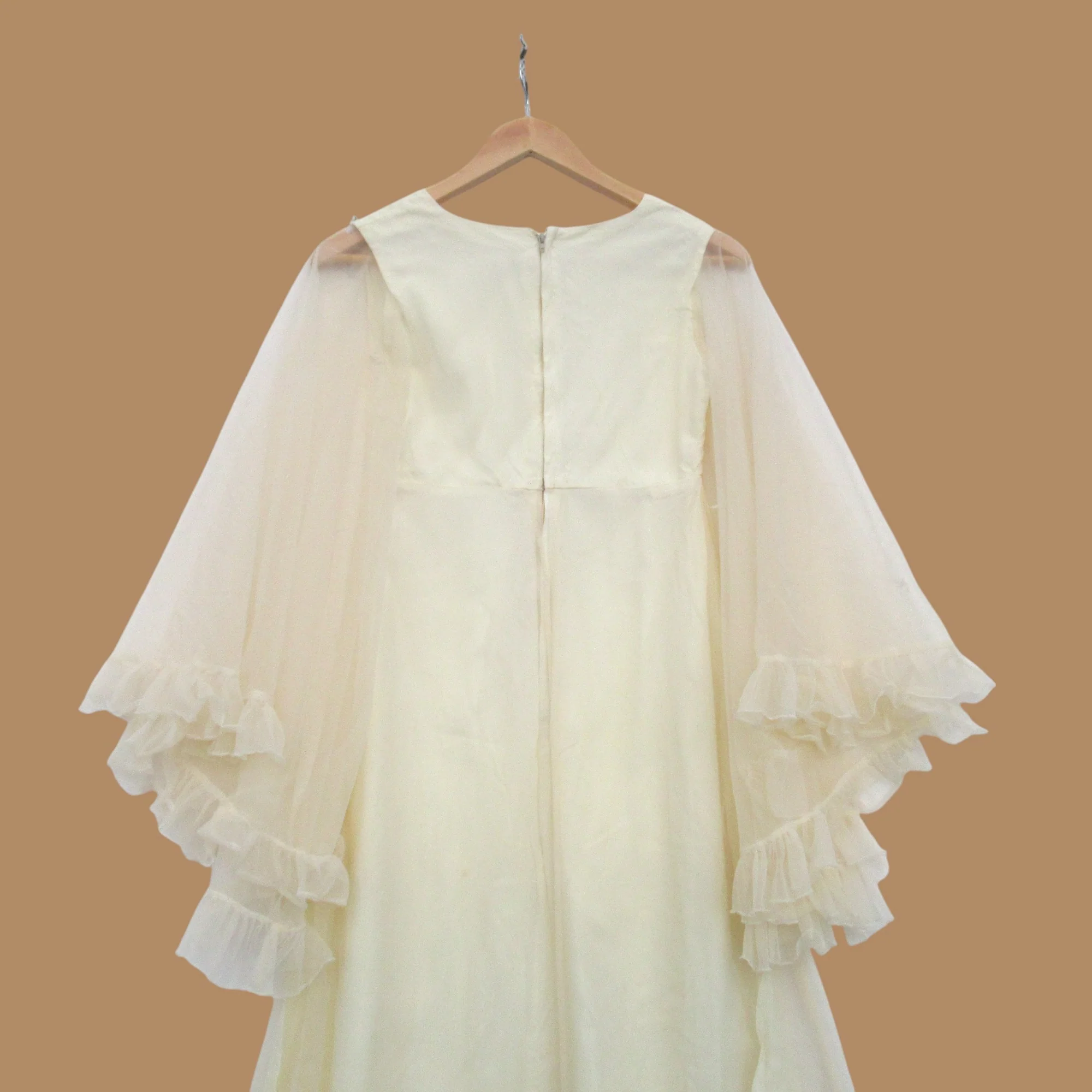 Vintage Wedding Dress Champagne Small Chiffon Womenswear | Pre-loved - Image 3