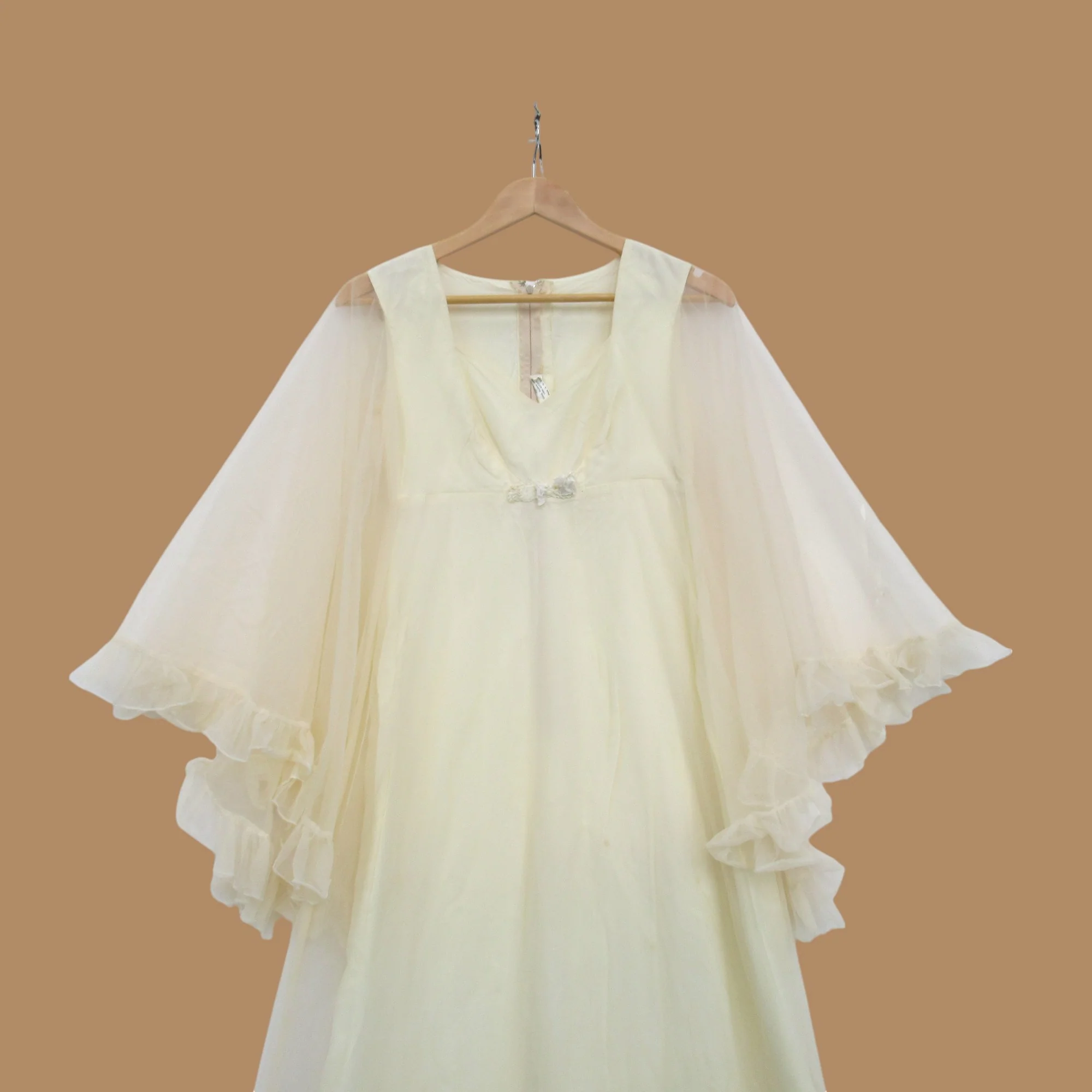 Vintage Wedding Dress Champagne Small Chiffon Womenswear | Pre-loved - Image 4