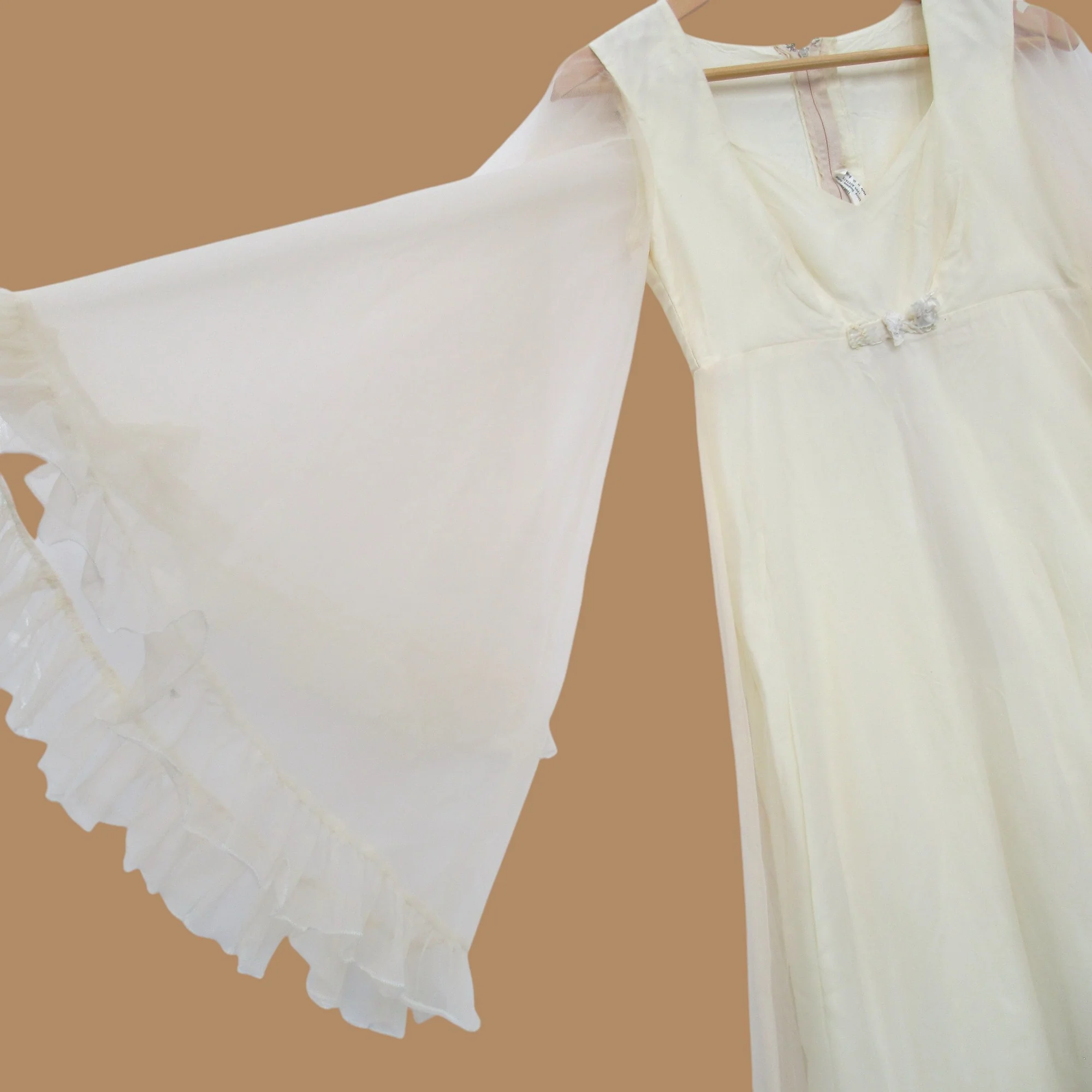 Vintage Wedding Dress Champagne Small Chiffon Womenswear | Pre-loved - Image 5