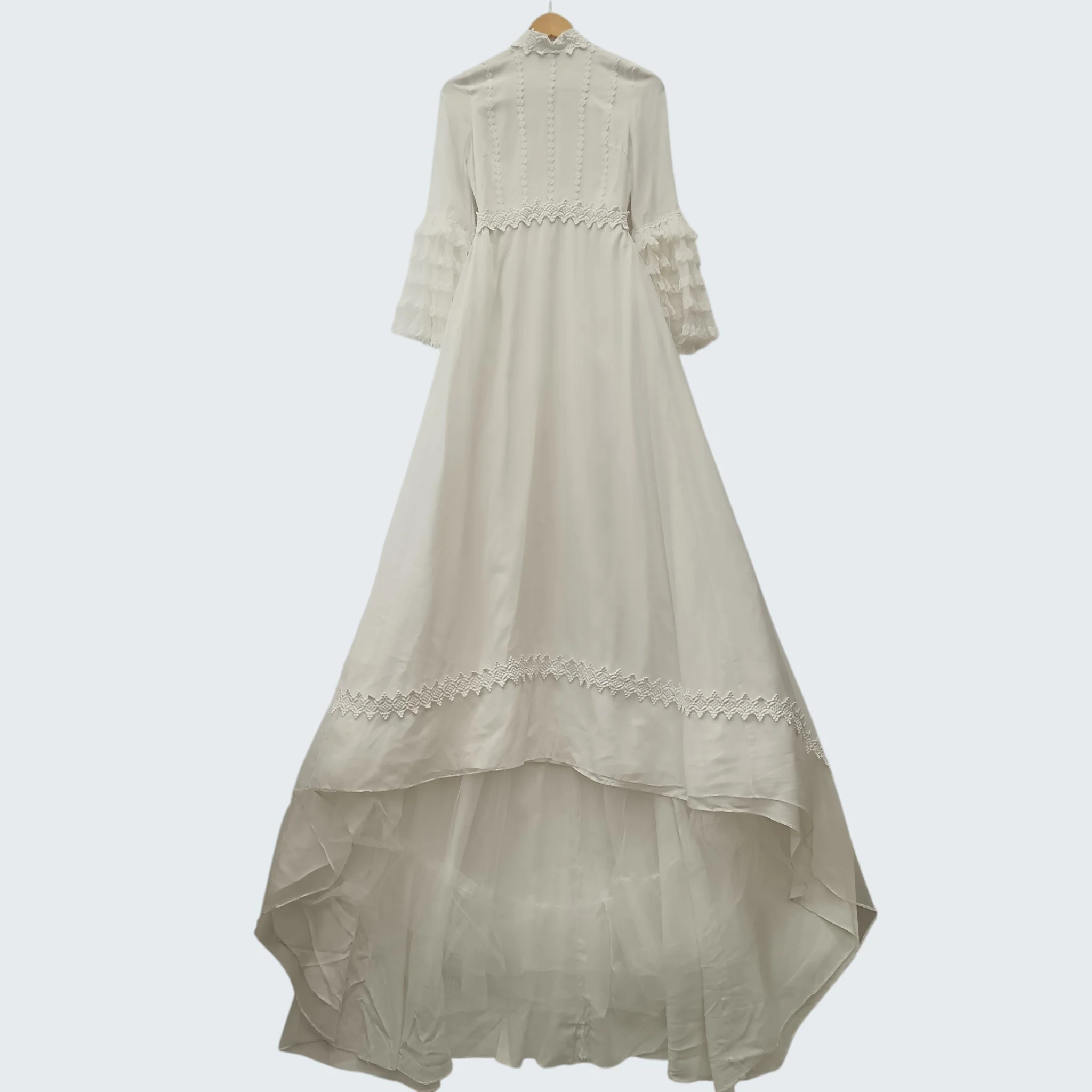 Vintage Wedding Dress With Lace Floral Trims Flutter Sleeves UK X-Small Womenswear | Pre-loved