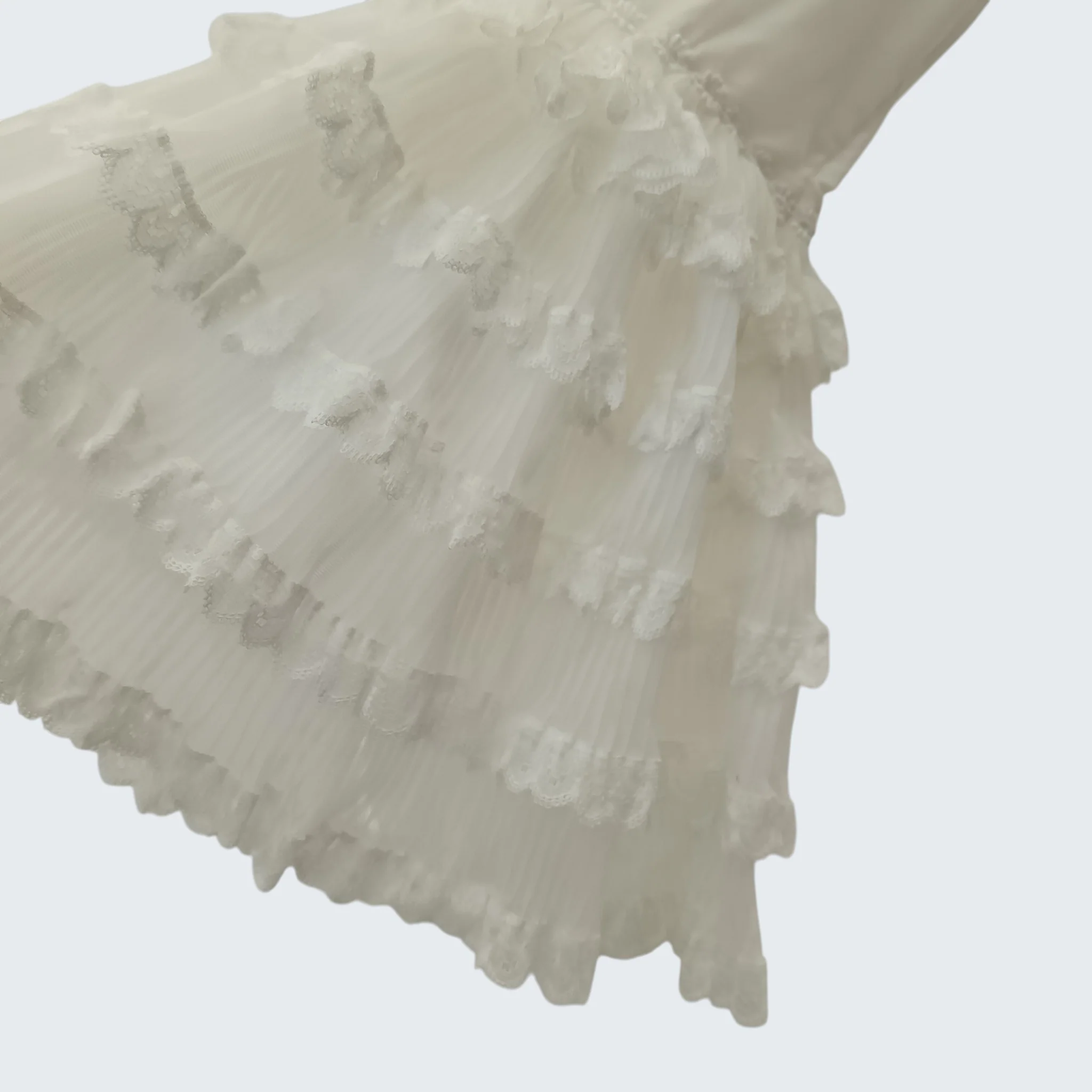 Vintage Wedding Dress With Lace Floral Trims Flutter Sleeves UK X-Small Womenswear | Pre-loved - Image 3