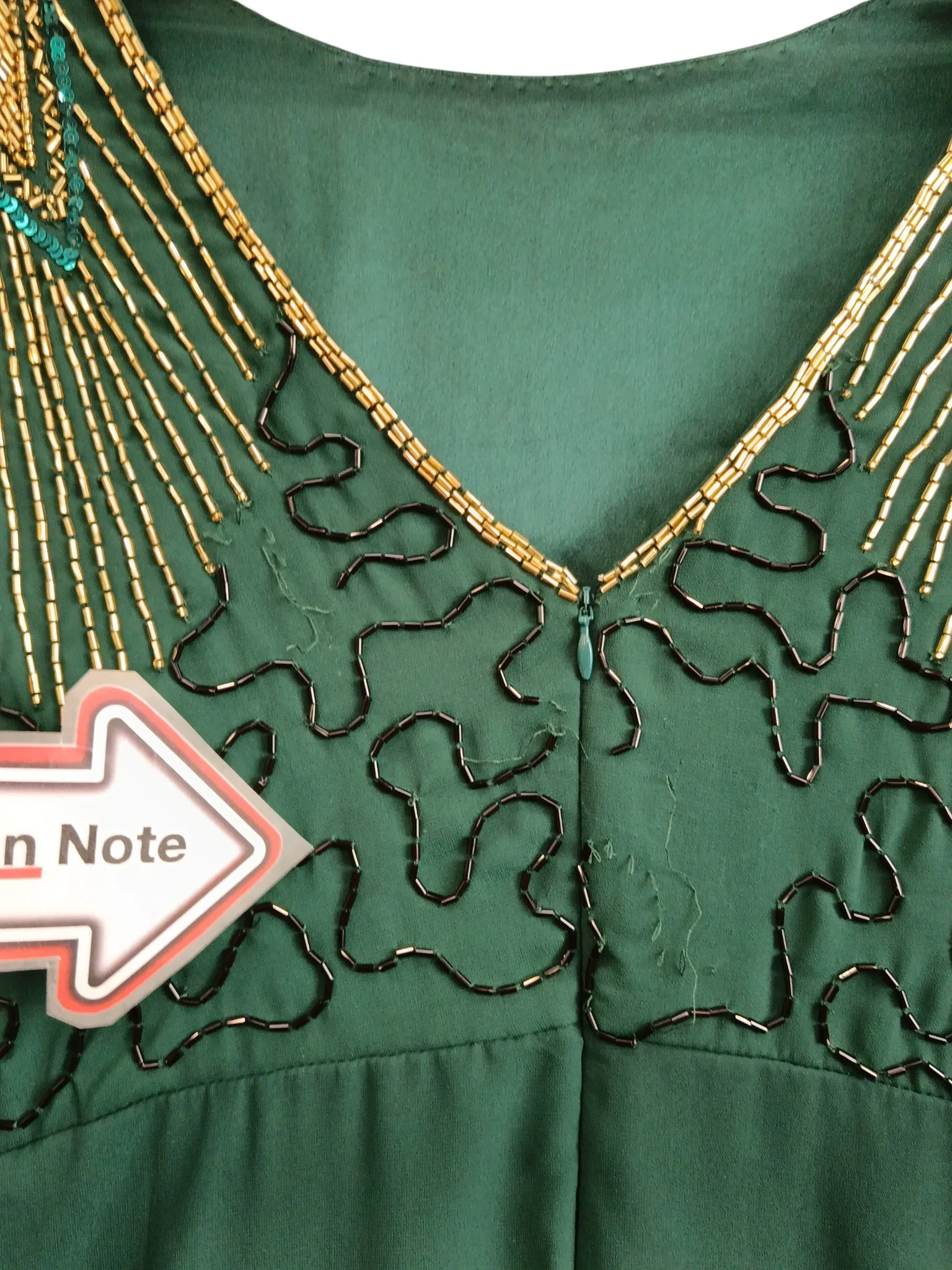 Virgos Lounge Beautiful Bottle Green Beaded Tulip Dress UK 10 -  Womenswear | Pre-loved - Image 4